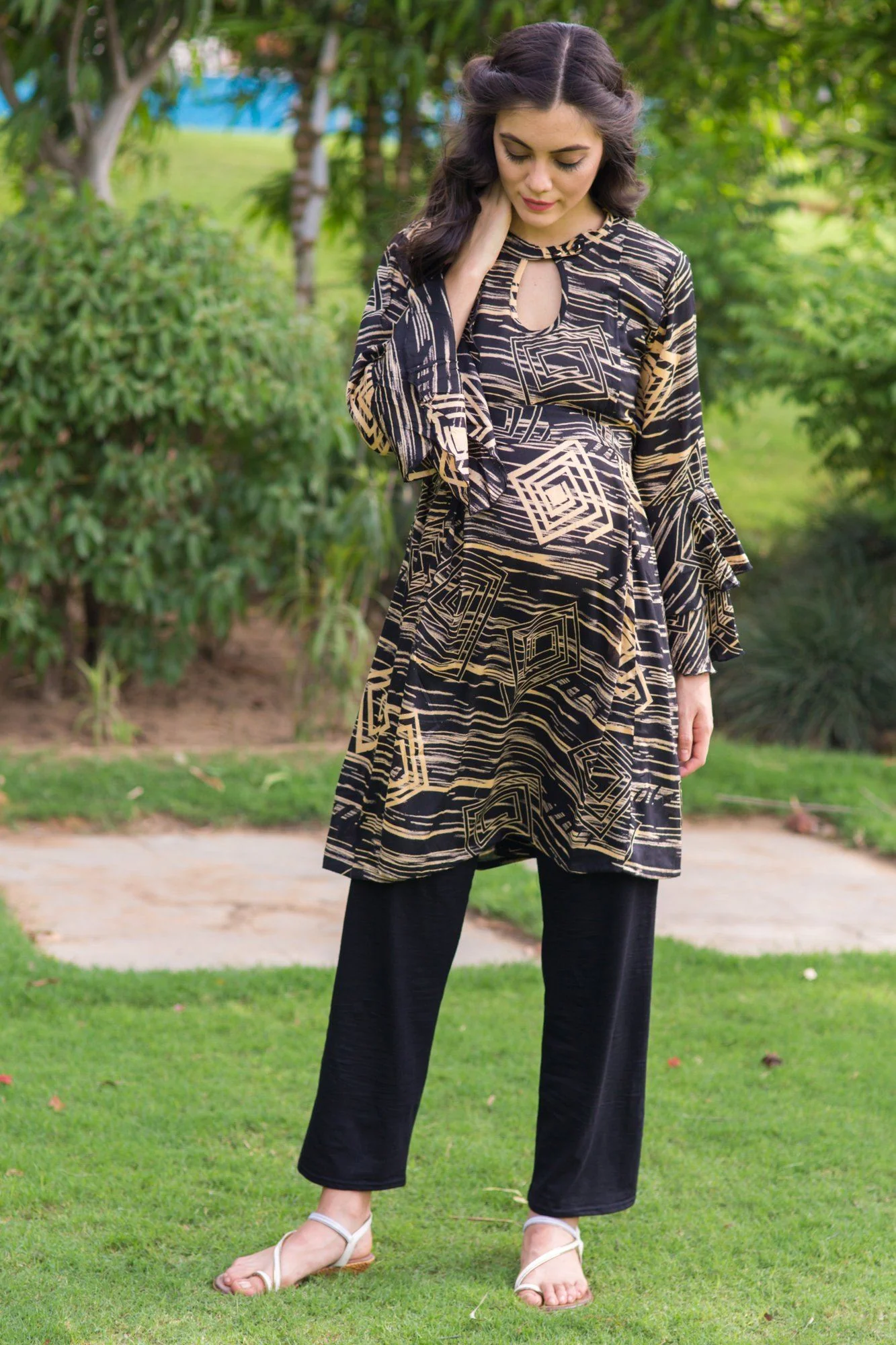 Indigo Maze Maternity & Nursing Kurta Dress - Chenance