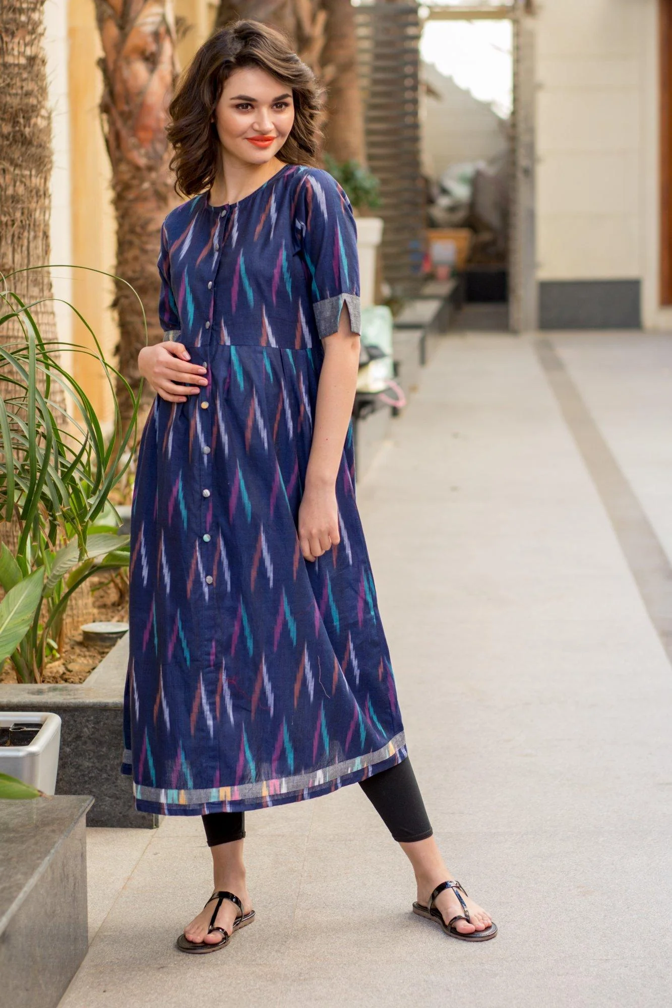 VIOLET IKAT MATERNITY AND NURSING KURTA - Chenance