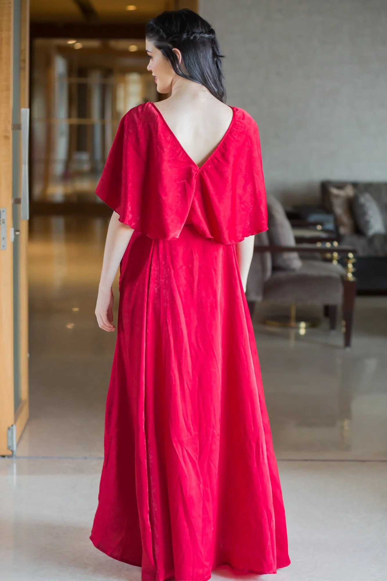 Exquisite Candy Red Maternity & Nursing Dress - Chenance