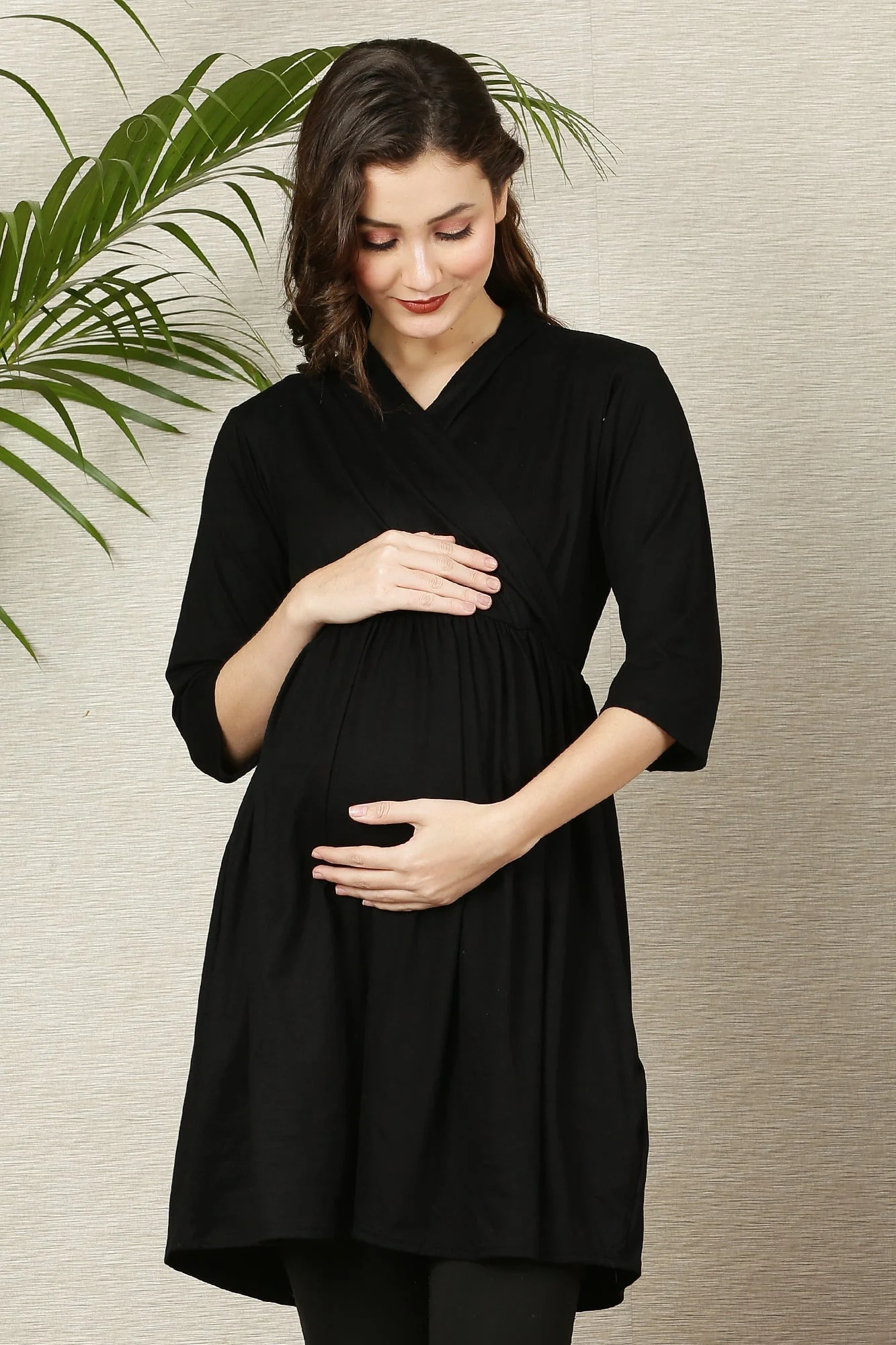 Winsome Black Maternity & Nursing Wrap Top - Chenance