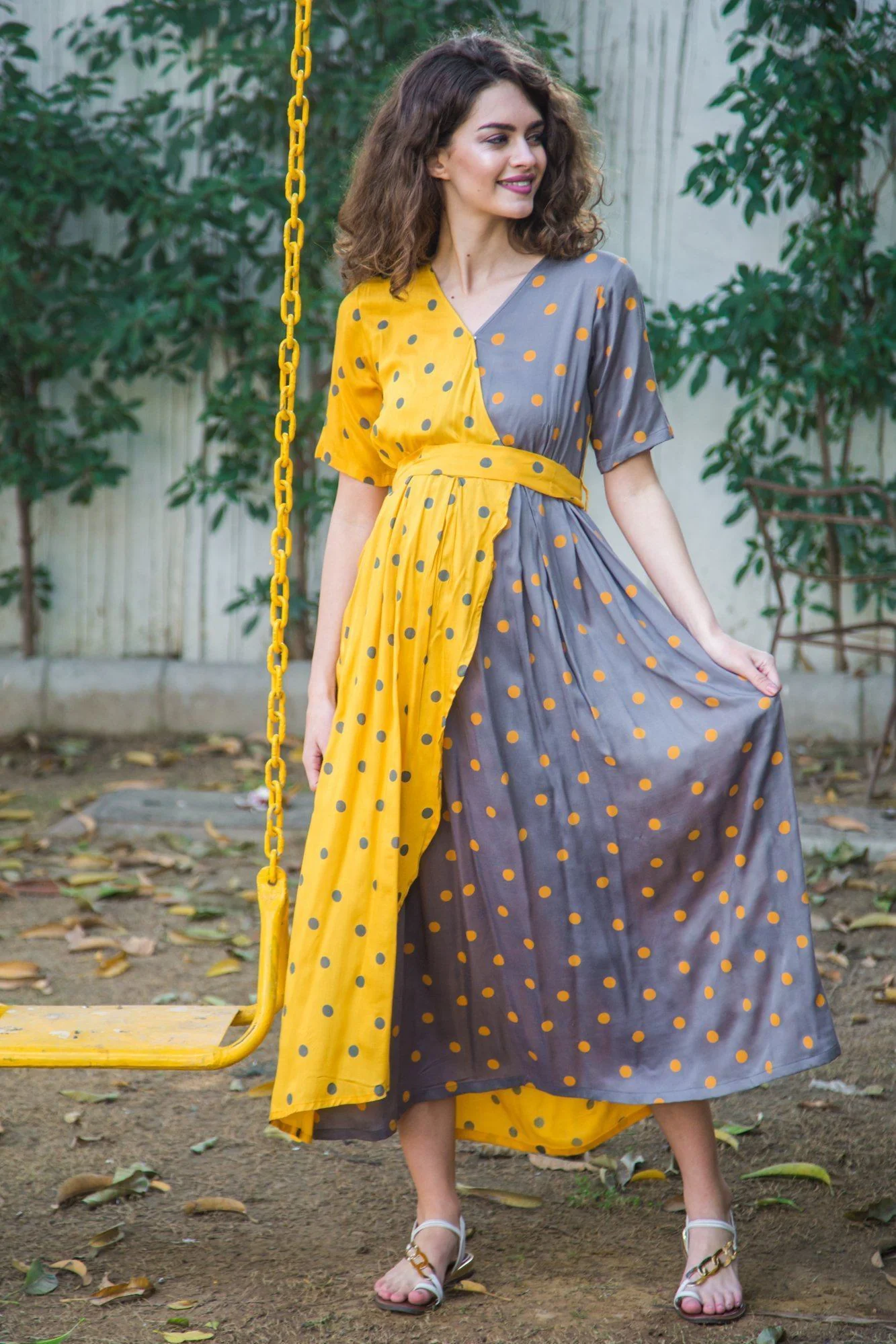 Peppy Polka Maternity & Nursing Wrap Dress - Chenance