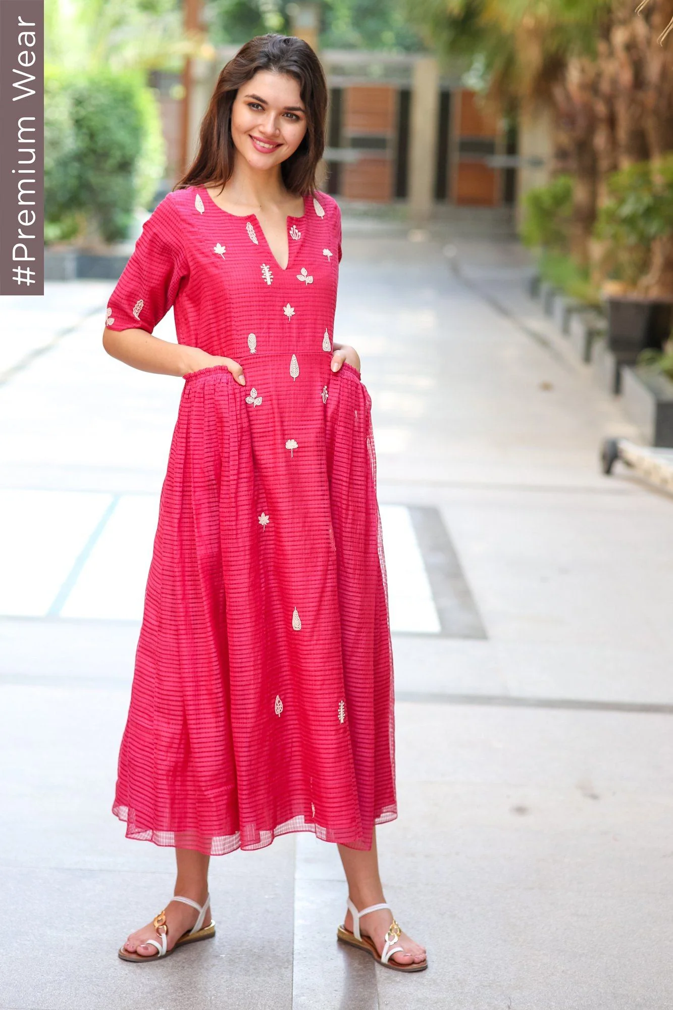 Premium Pink Bead Maternity Dress - Chenance