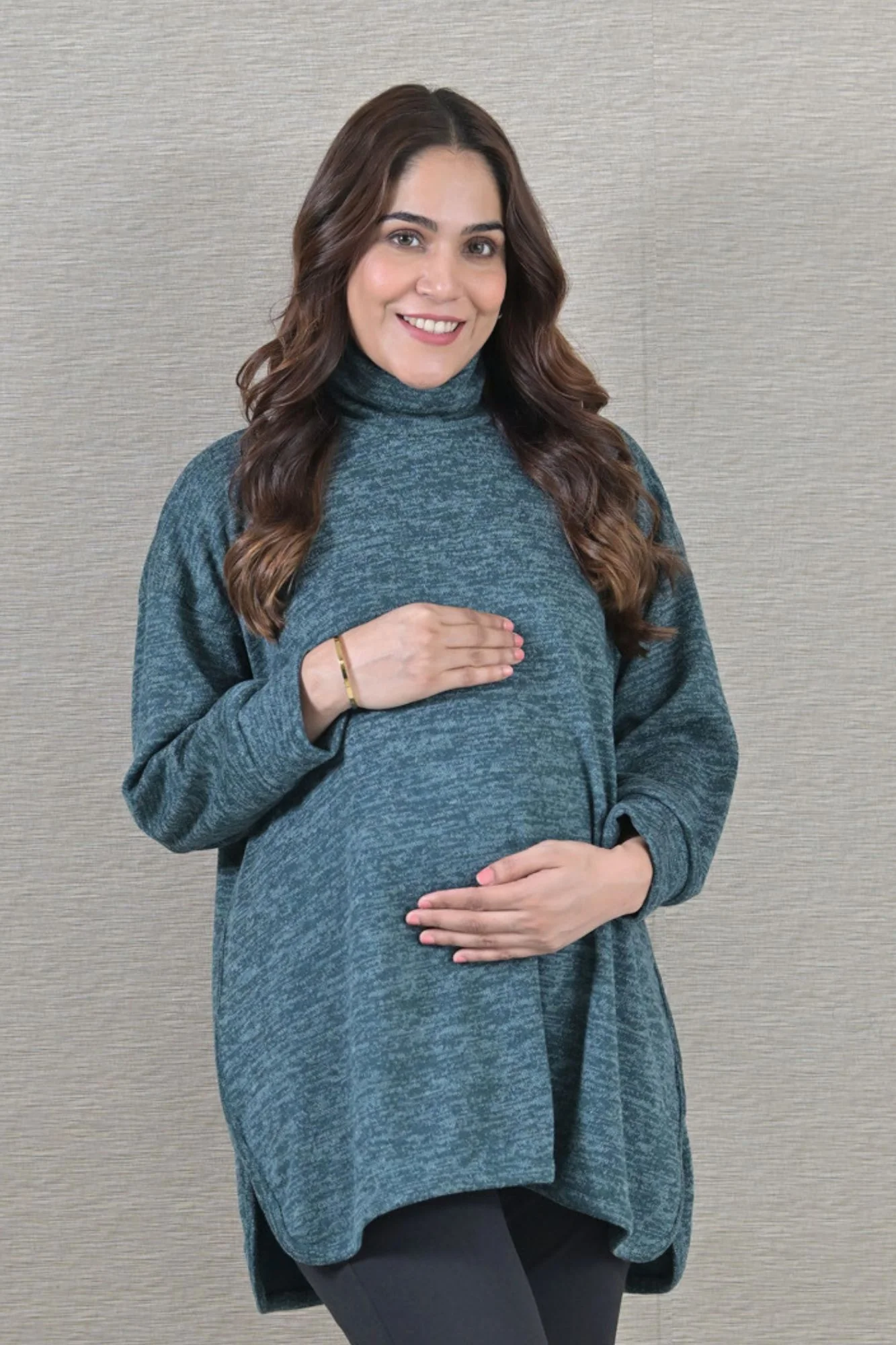 Arabian Green Maternity & Nursing Side-Slit Sweater Winter Top - Chenance