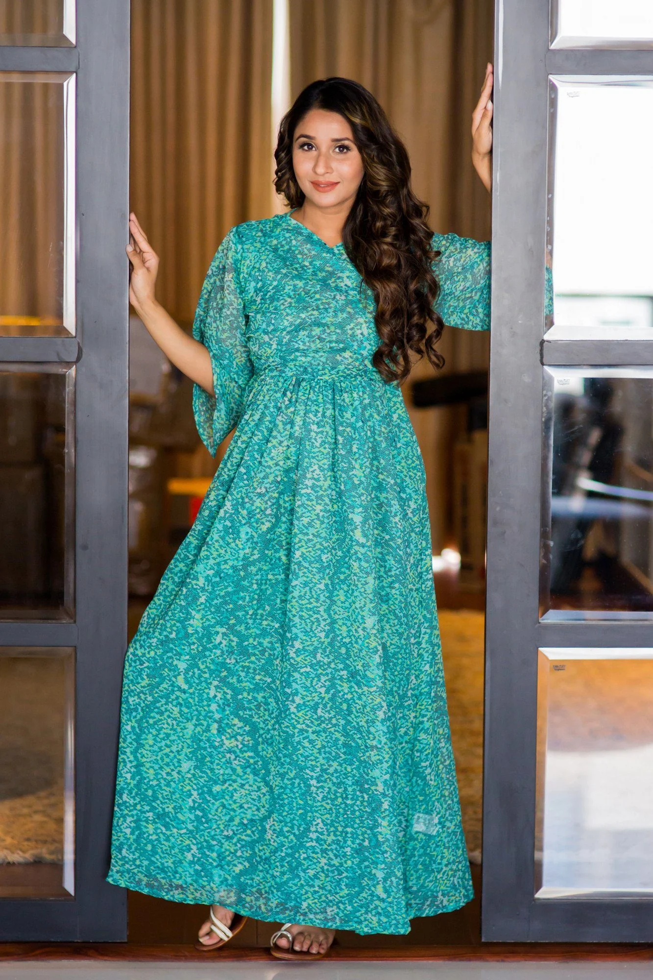 Green Mesh Luxe Maternity & Nursing Wrap Dress - Chenance