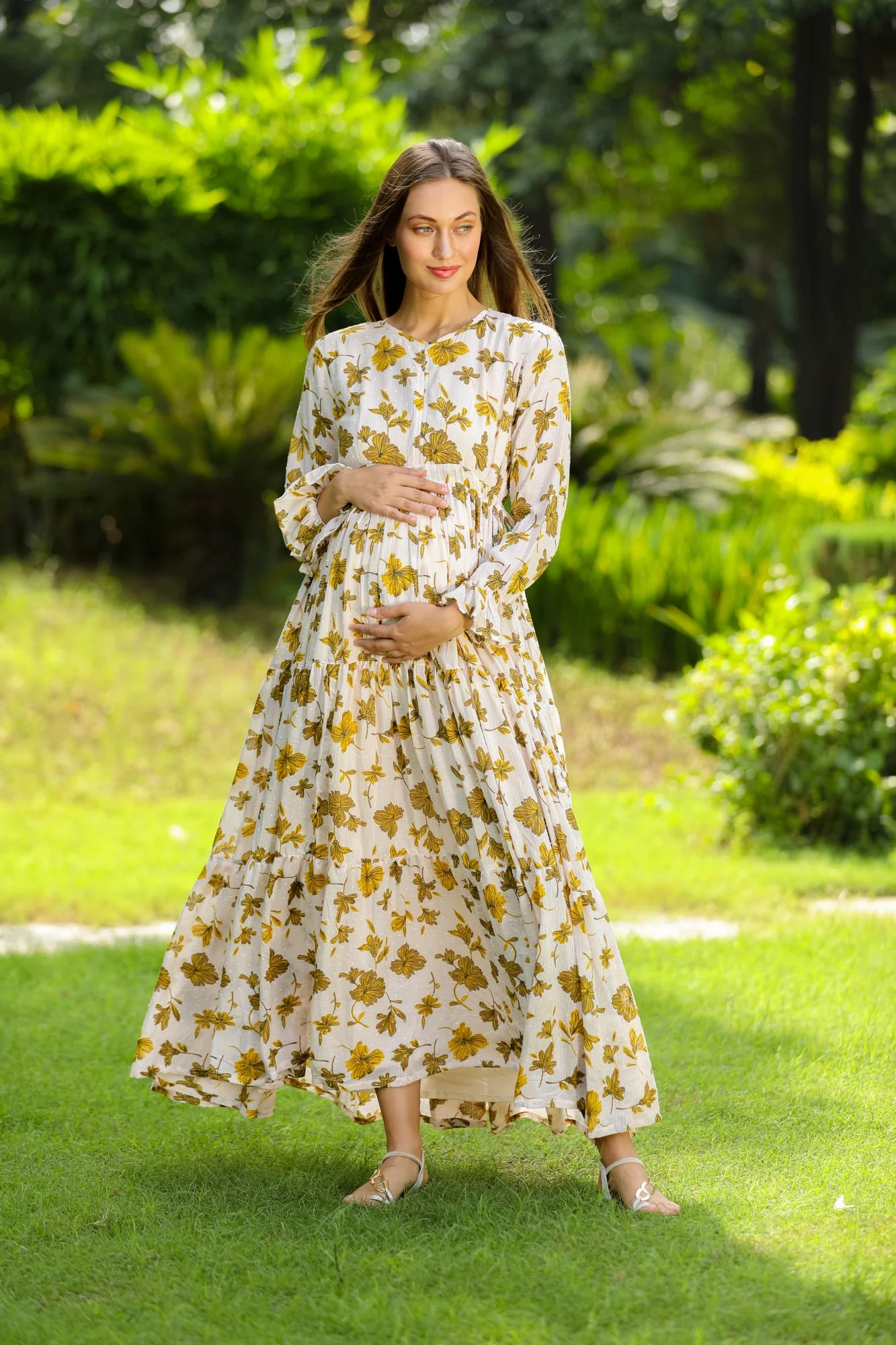 Calm Canary Maternity & Nursing Layer Dress - Chenance