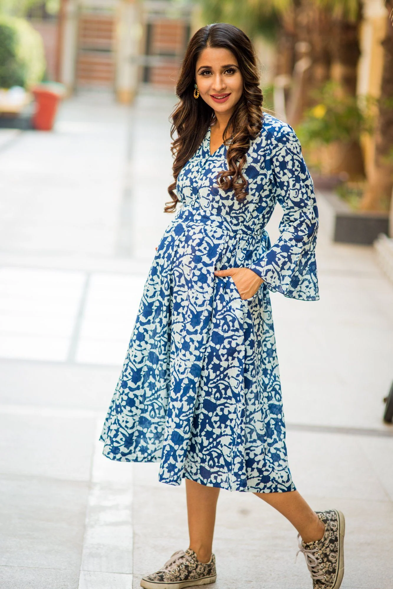 Indigo Front Button Boho Versatile Maternity & Nursing Kurta Dress - Chenance