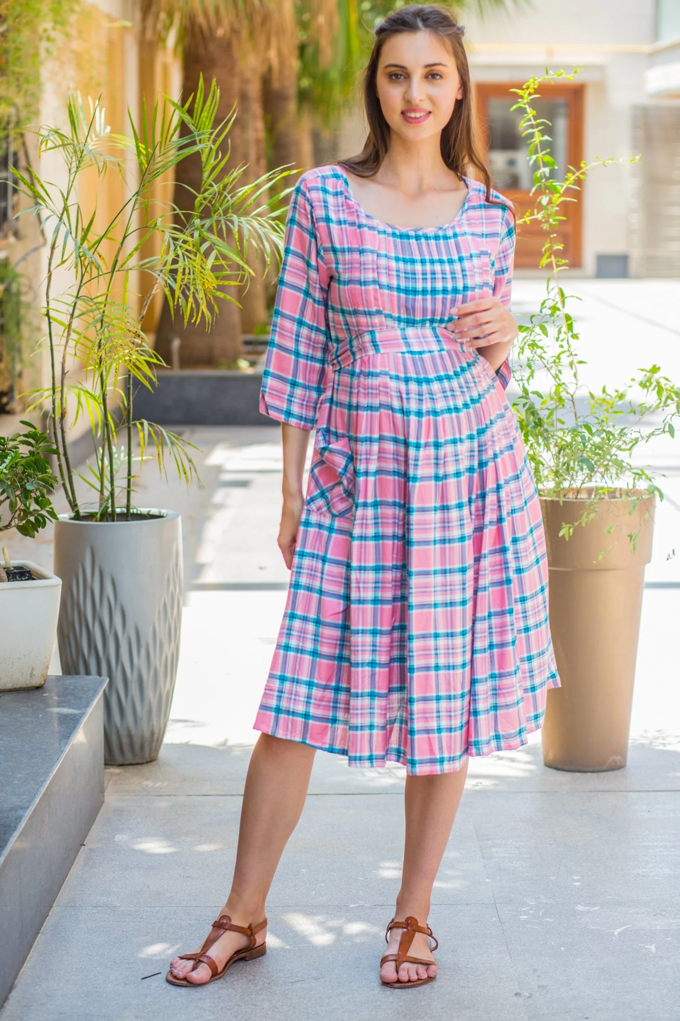 Rouge Pintucks Maternity & Nursing Kurta Dress - Chenance