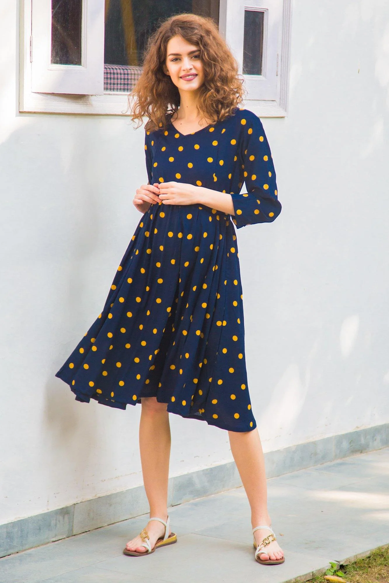 Autumn Polka Maternity & Nursing Swing Dress - Chenance