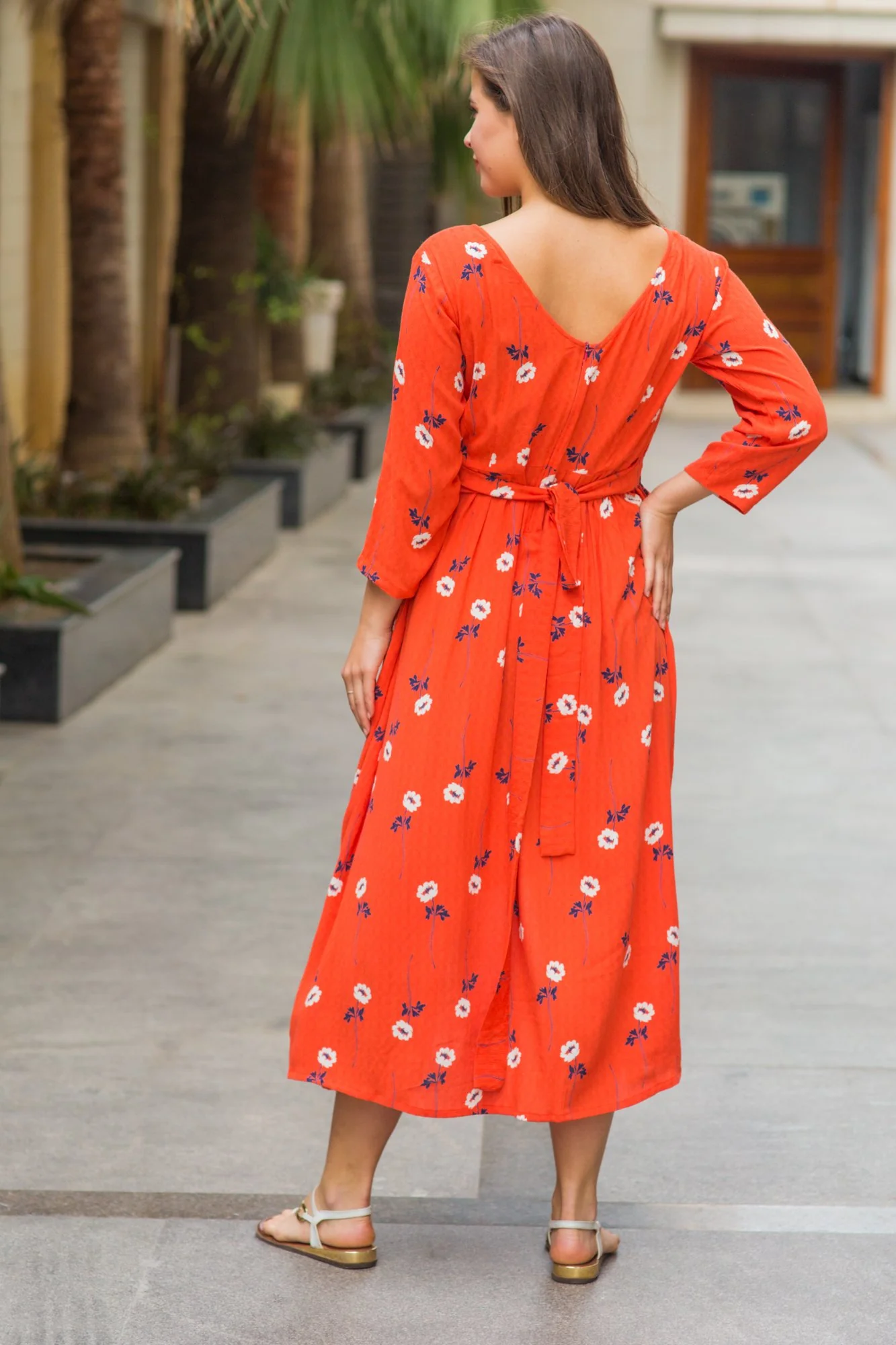 Amber Blossom Pleated Maternity Dress - Chenance