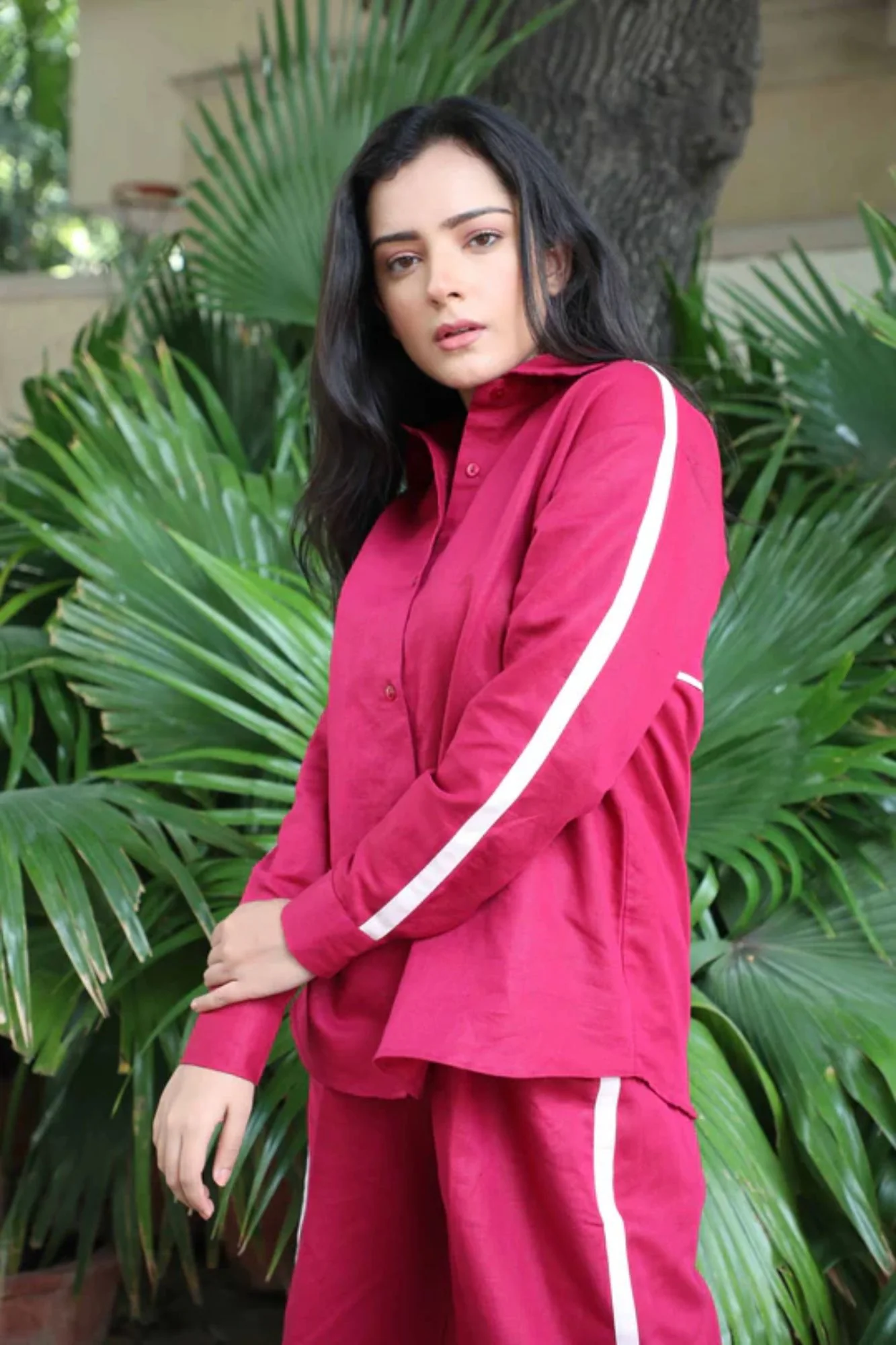 Classy Fuchsia Maternity & Nursing Shirt (Cotton Linen) - Chenance