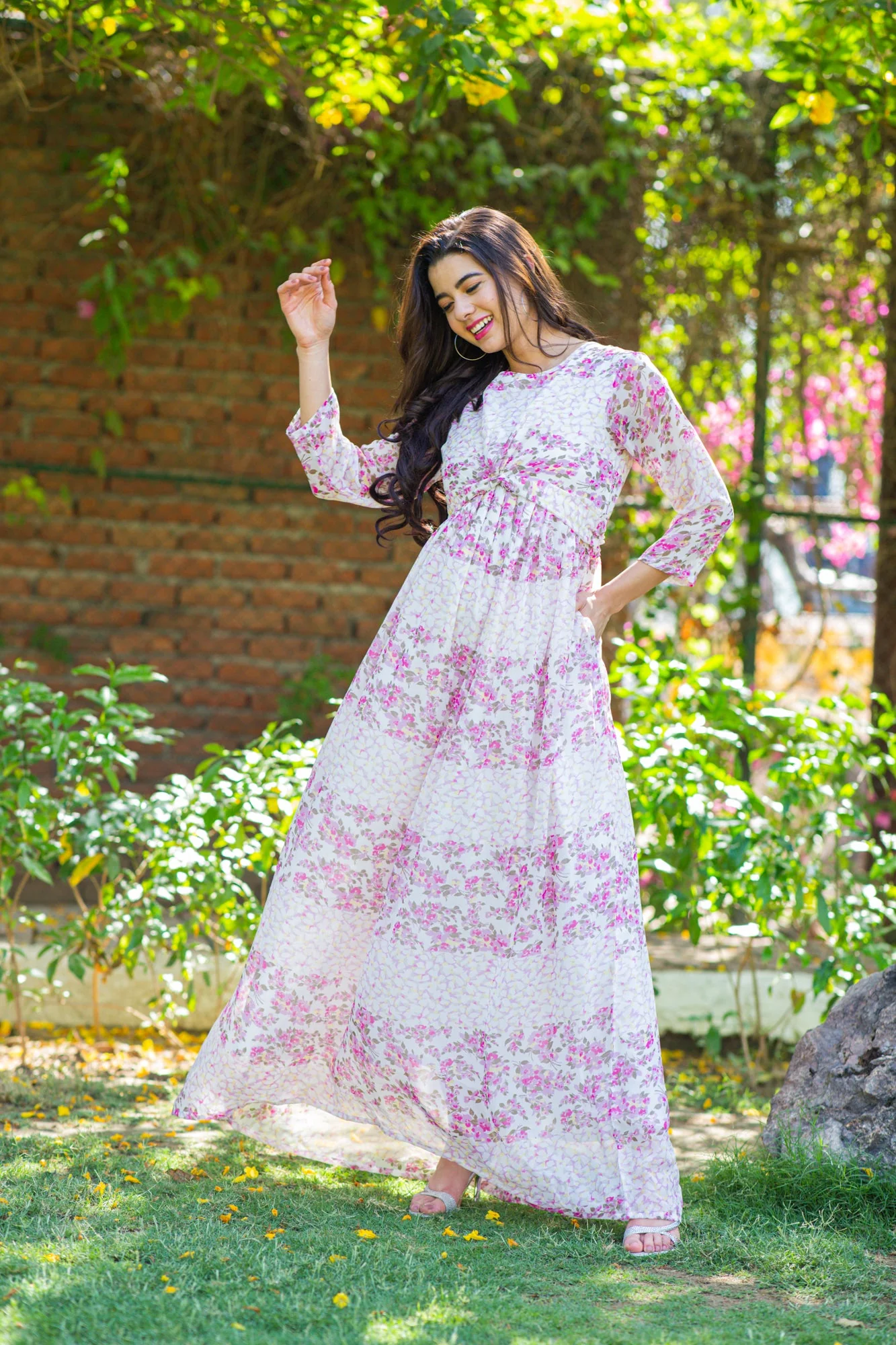 Luxe Rosy Pink Maternity Knot Dress - Chenance