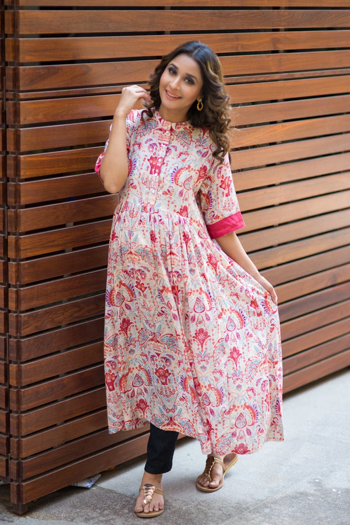 Offwhite Multicolor Viscose Nursing Kurta - Chenance