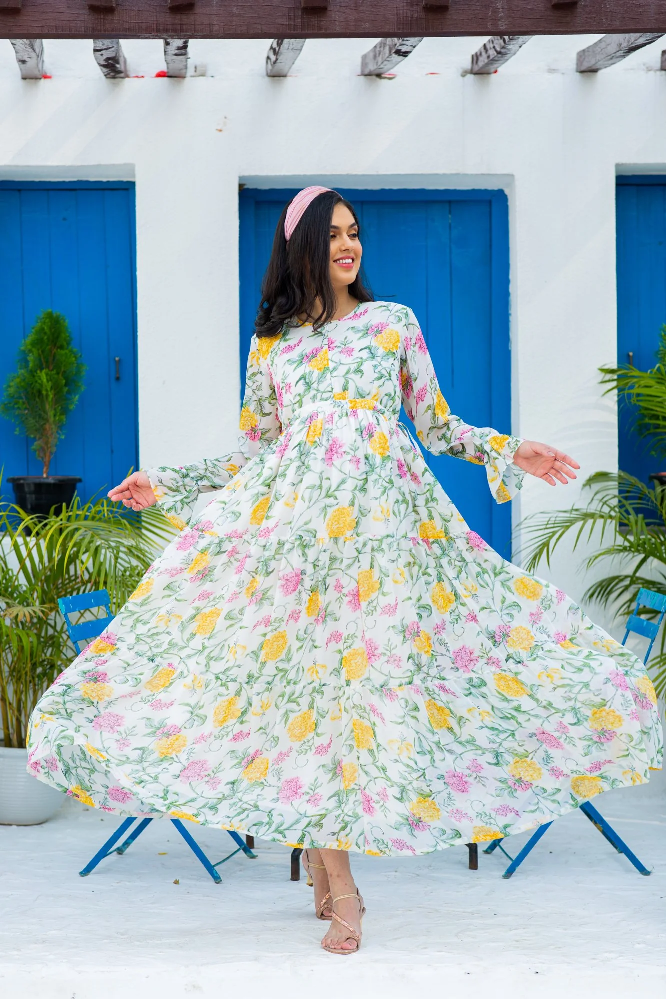 Snowy Blossom Maternity & Nursing Layer Dress - Chenance