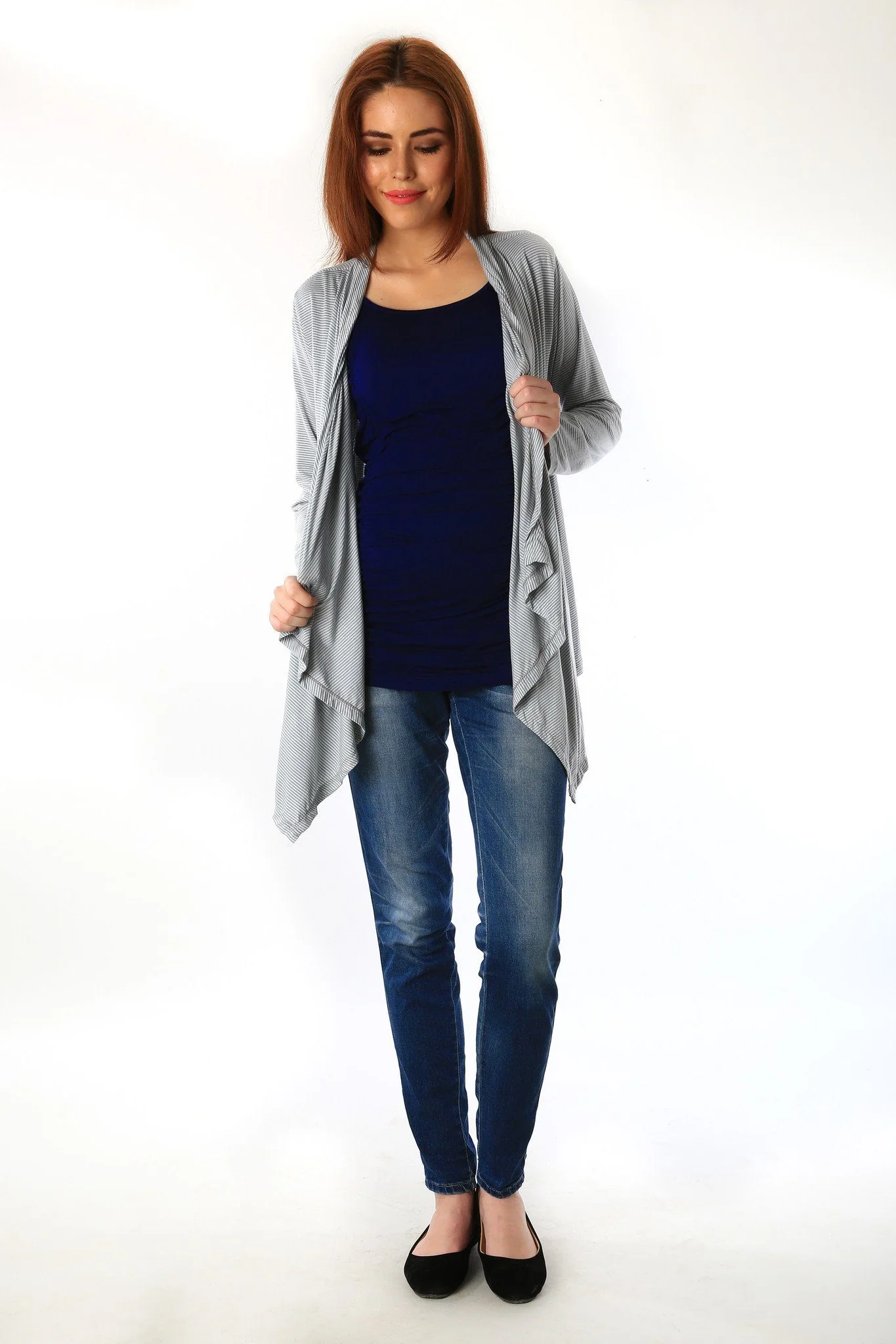 Striped Cascading Maternity Cover Up - Chenance