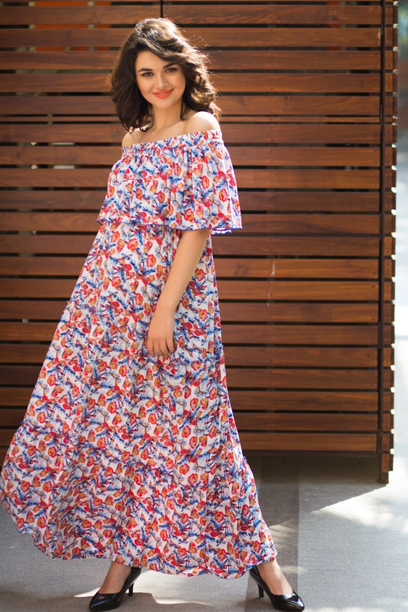 White Garden Off-Shoulder Maternity Dress - Chenance