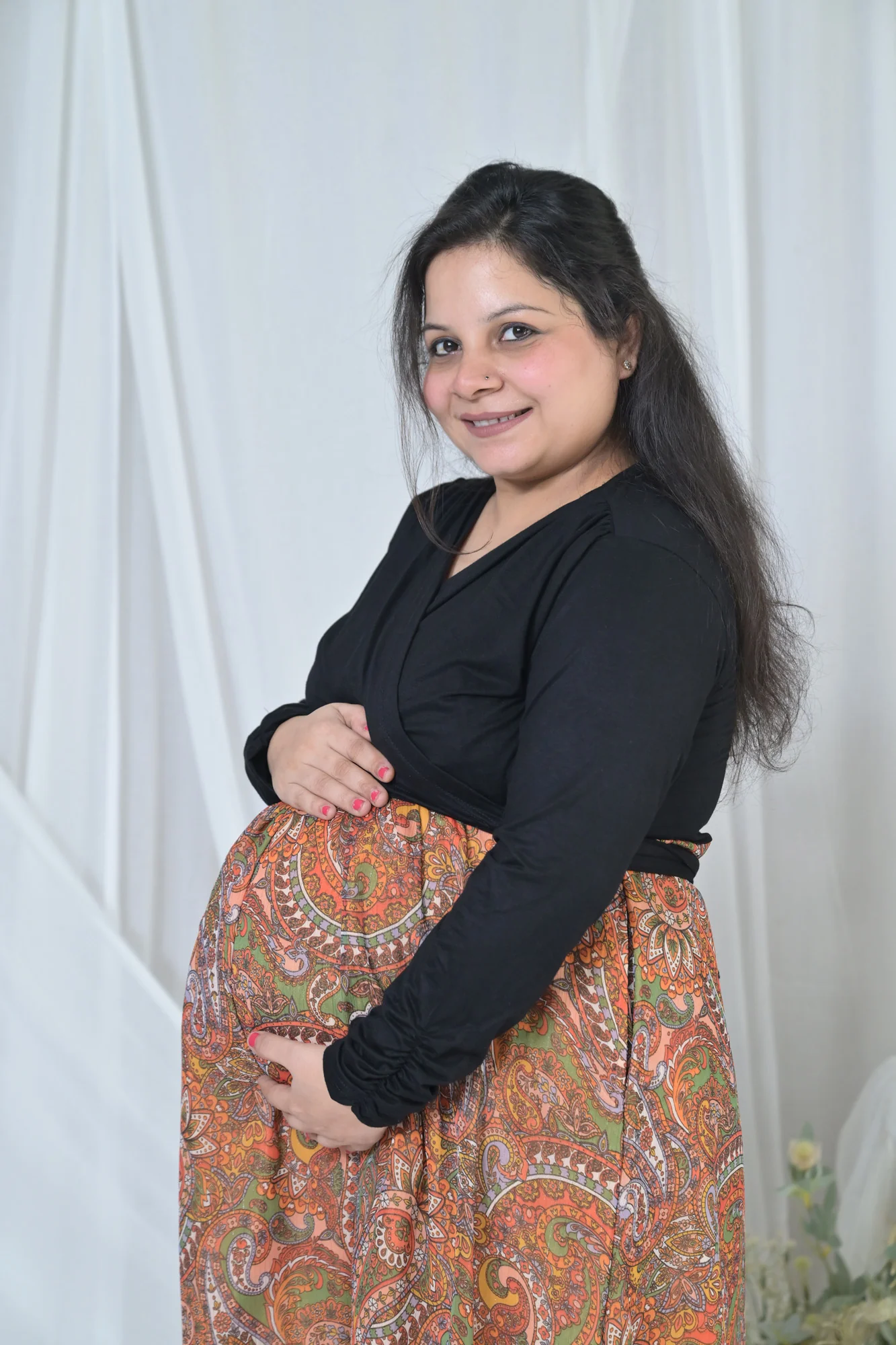 Apricot Paisley Maternity & Nursing Wrap Dress - Chenance