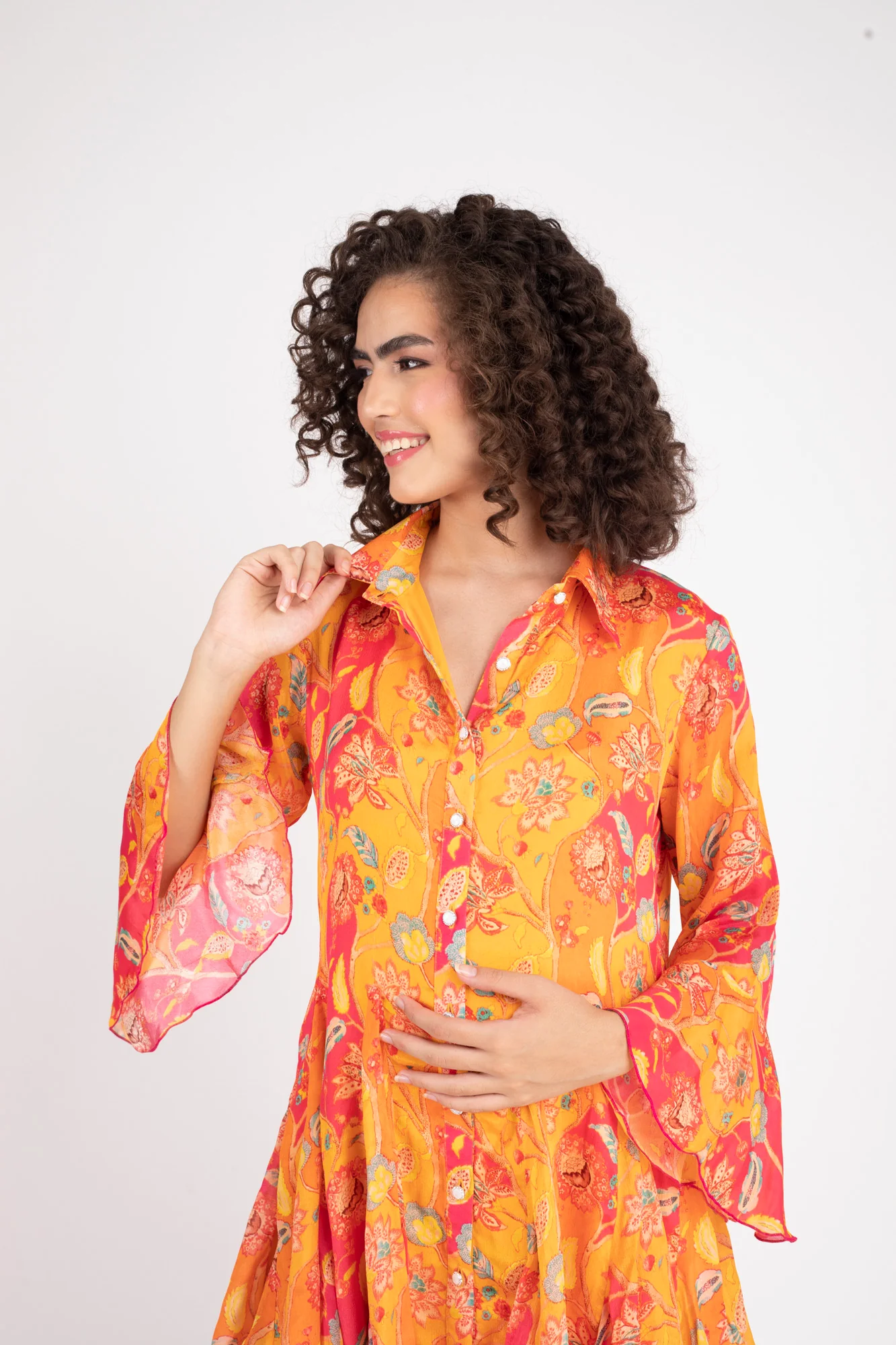 Forever Tangerine Maternity & Nursing Shirt Dress - Chenance