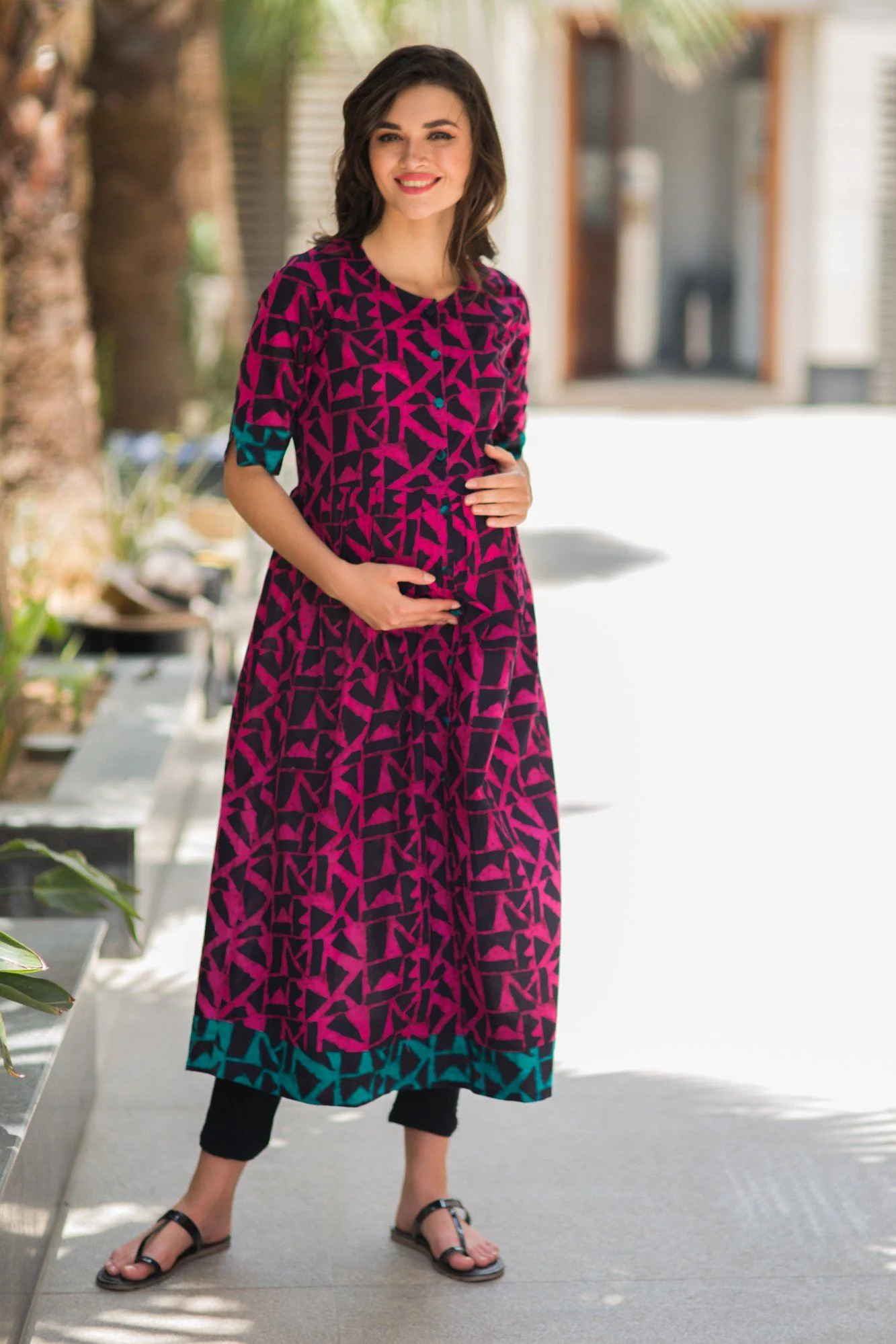 Abstract Cider Maternity and Nursing Cotton Kurta - Chenance