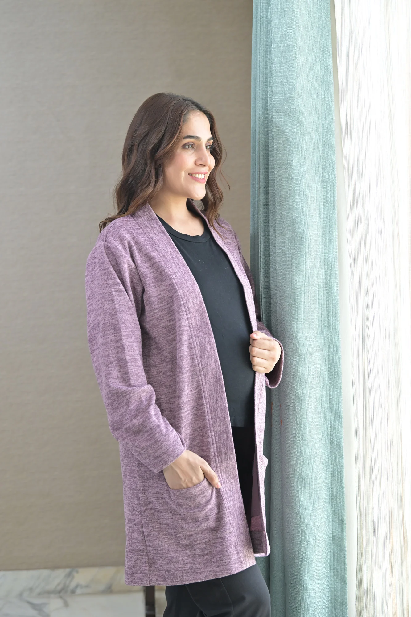 Lilac Cascading Maternity Winter Cover Up - Chenance