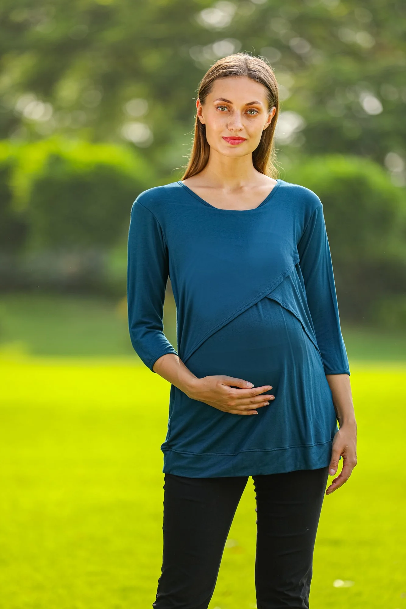 Classic Teal Maternity & Nursing Top - Chenance