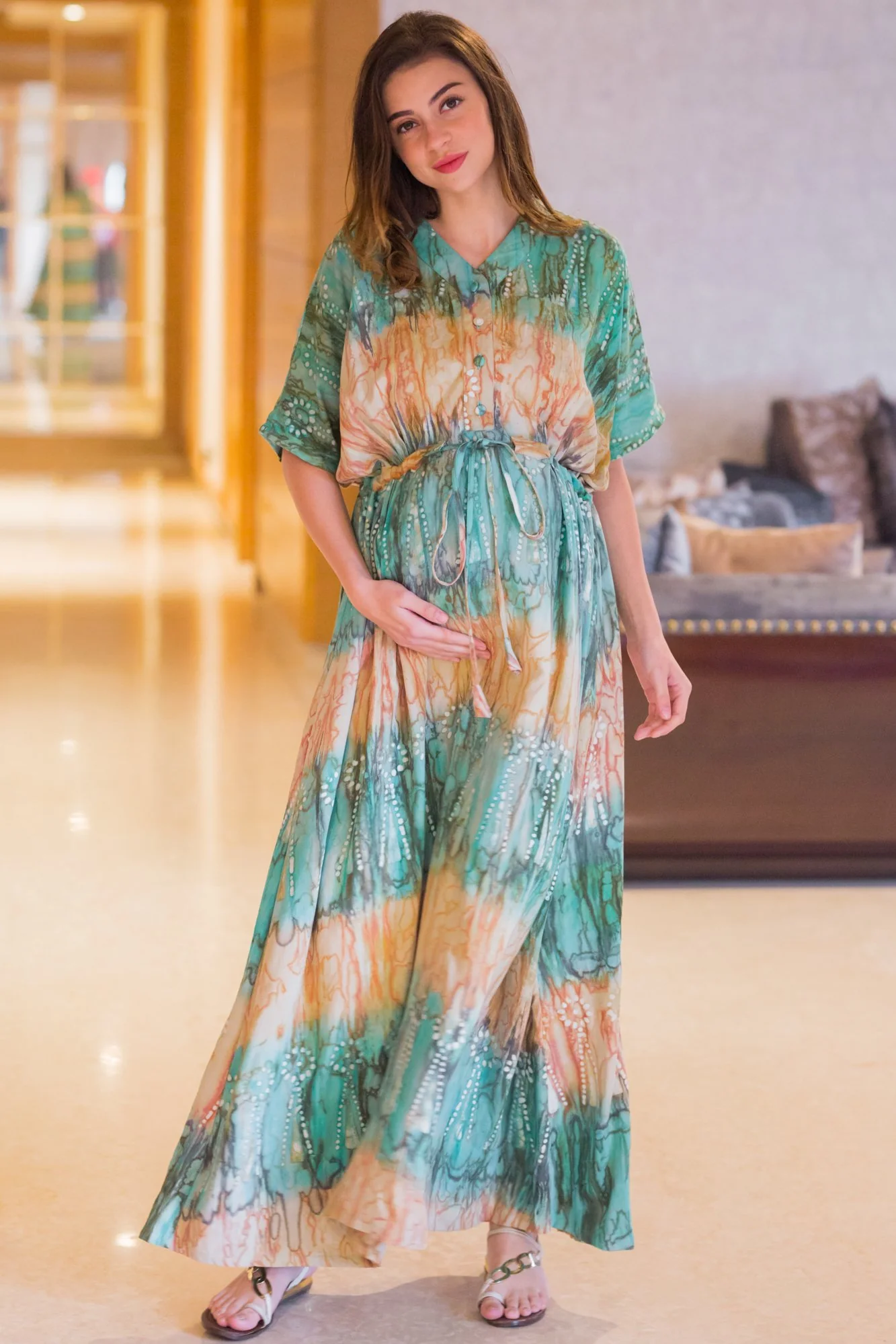 Earthy Kimono  Maternity & Nursing Dress / Delivery Gown/ Night Dress - Chenance