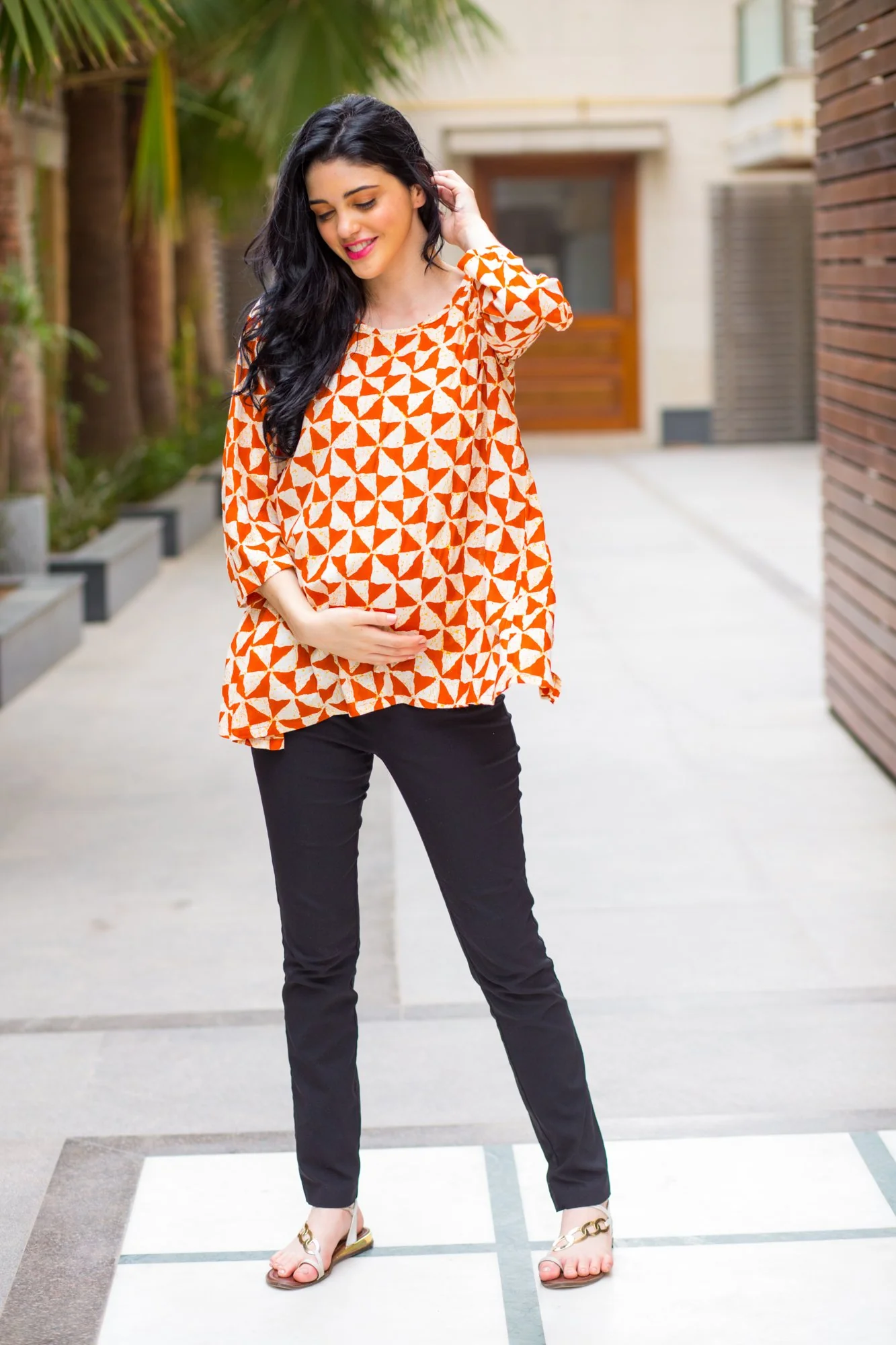 Rust Triangle Back Open Maternity Top - Chenance