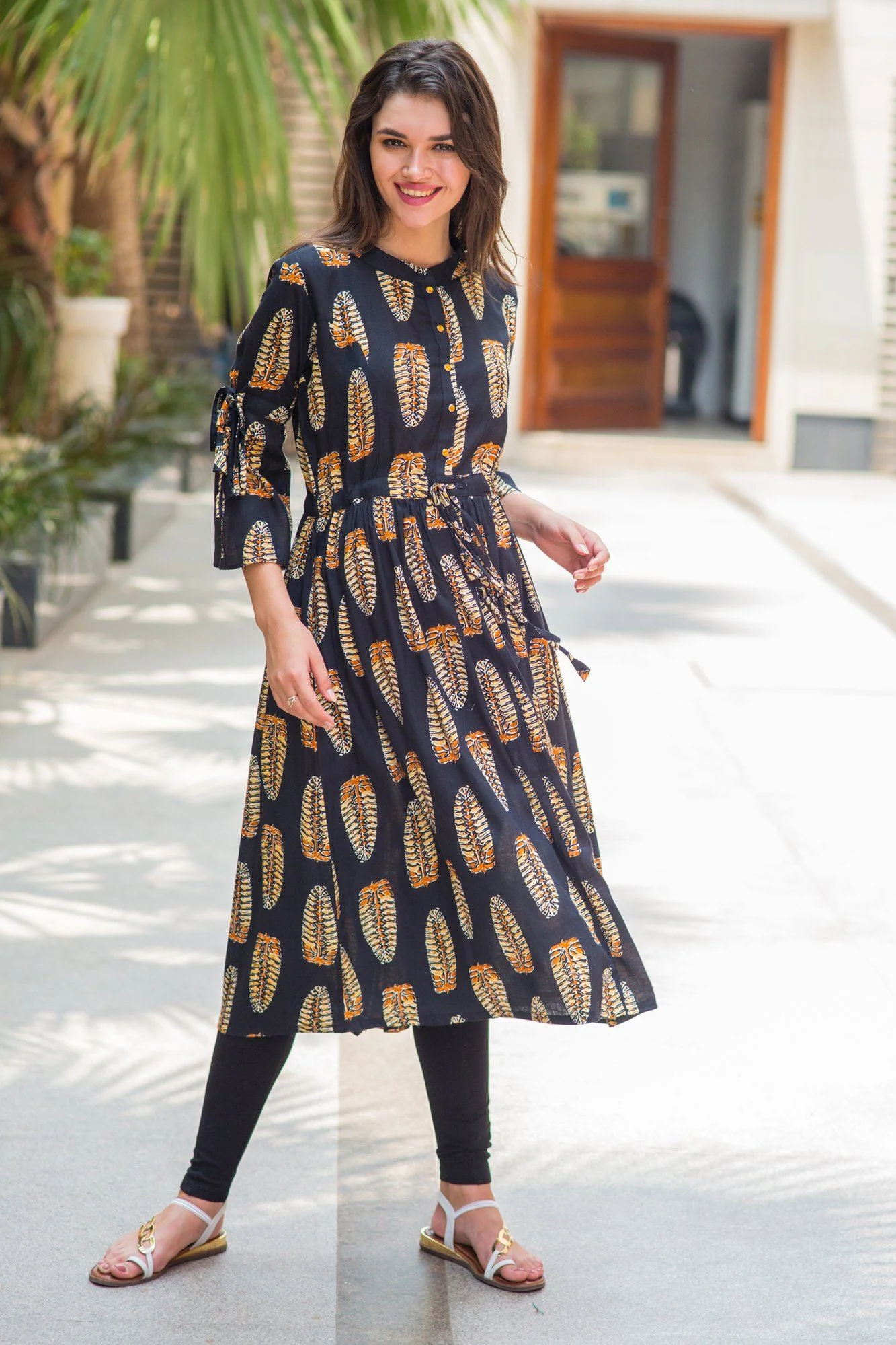 Chic Leafy Maternity & Nursing Kurta Dress - Chenance