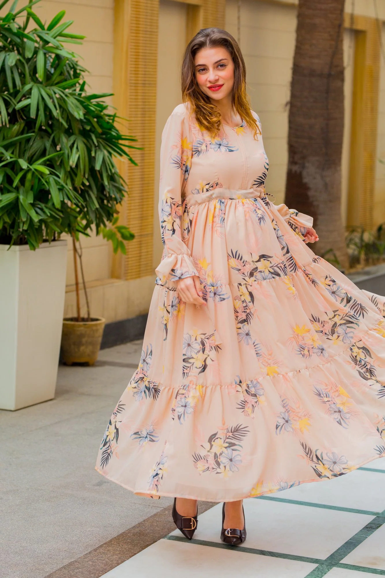 Soft Peachy Maternity & Nursing Layer Dress - Chenance