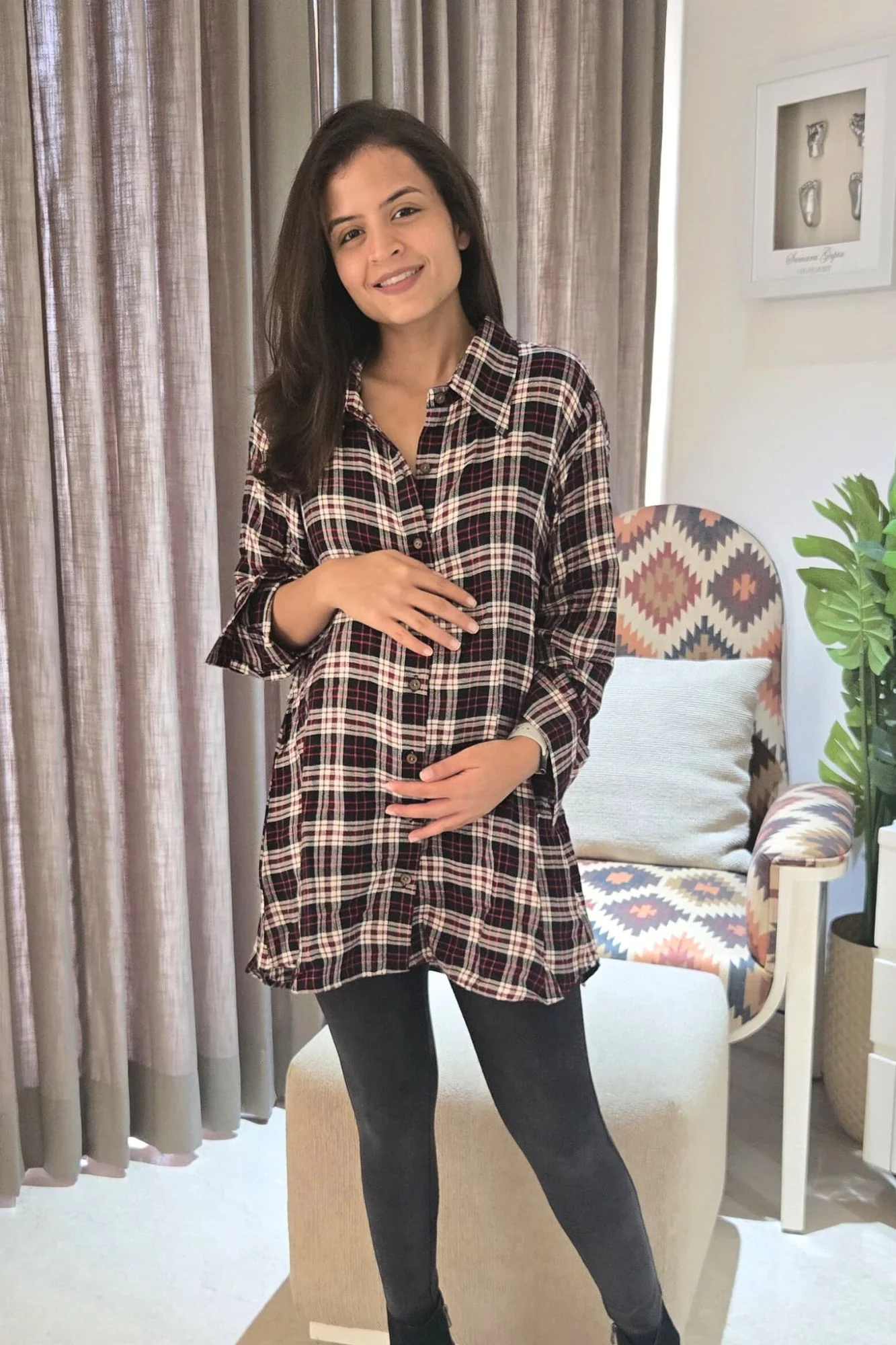 Plaid Red Black Maternity & Nursing Top - Chenance