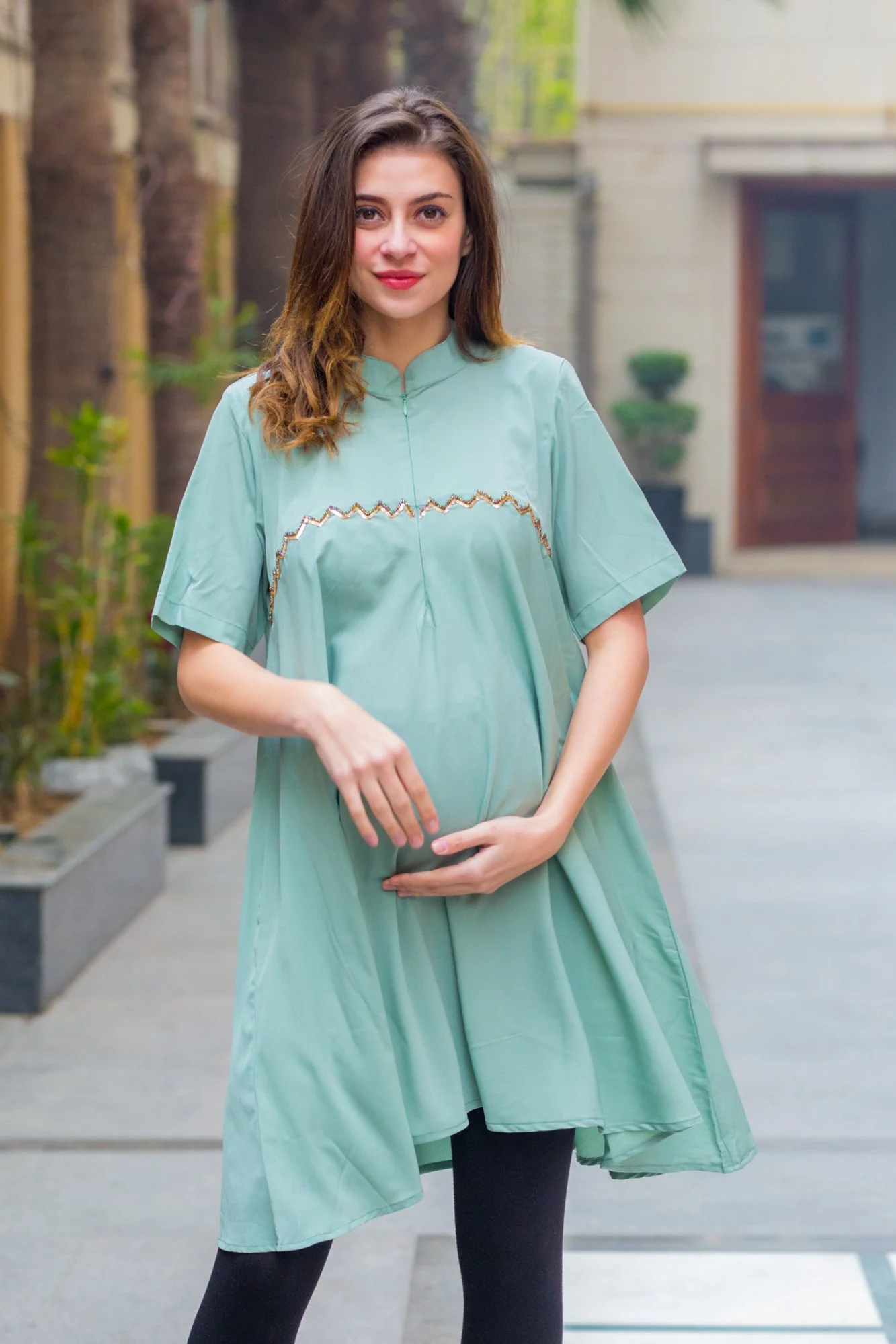 High Low Embroidered Maternity & Nursing Top - Chenance