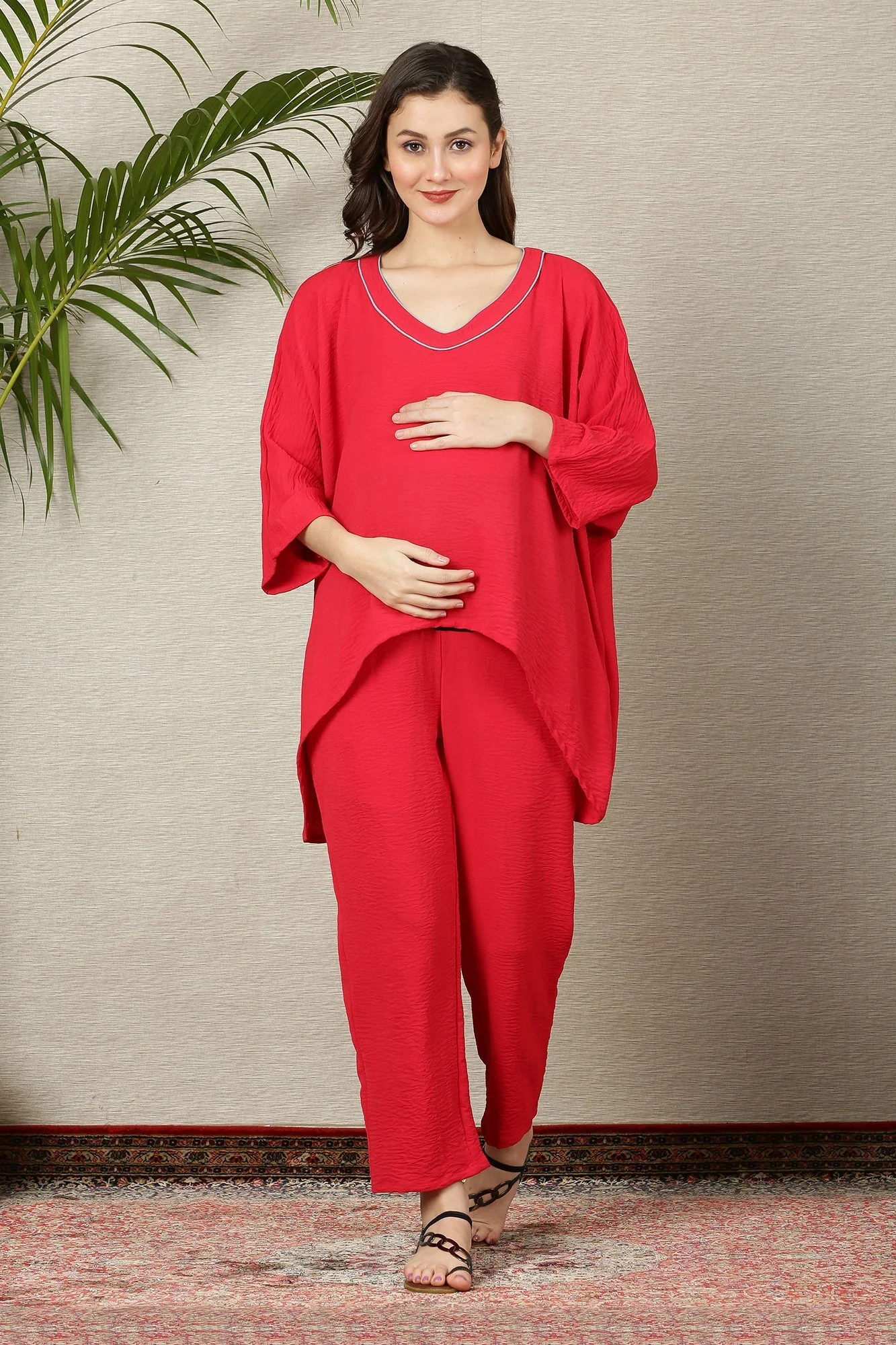Spicy Poppy Red Maternity Dress - Chenance