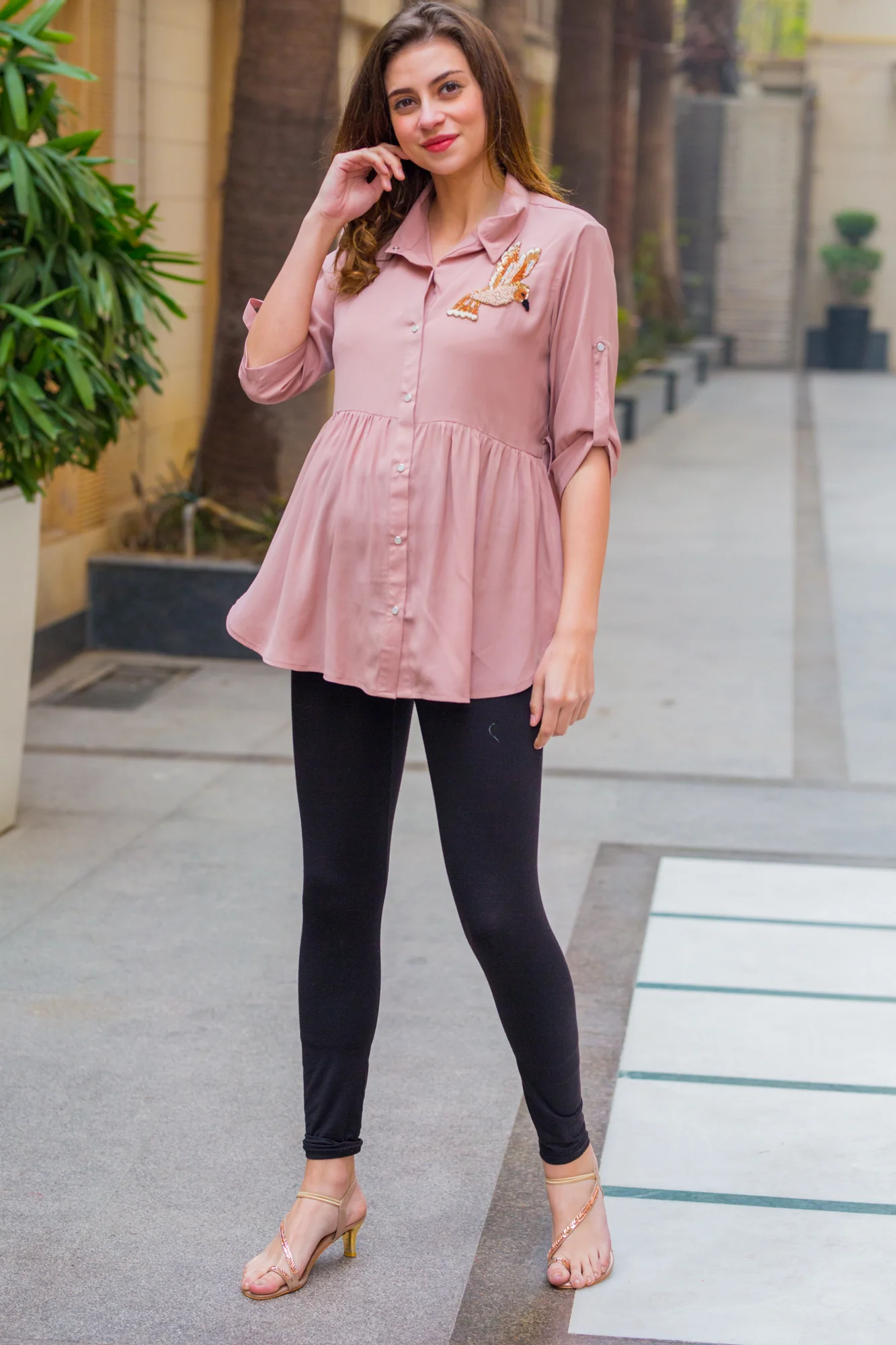 Bird Embroidered Maternity & Nursing Top - Chenance