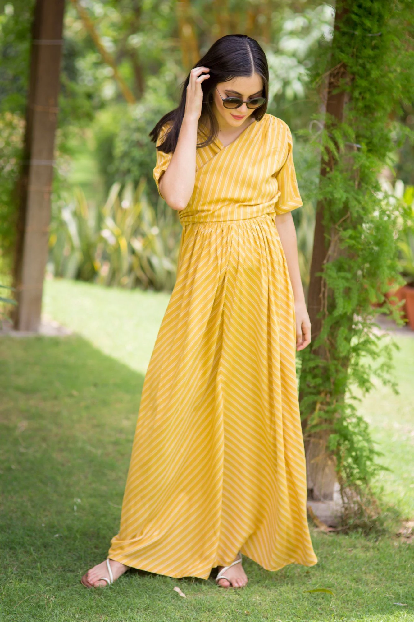 Tuscany Striped Maternity & Nursing Wrap Dress - Chenance
