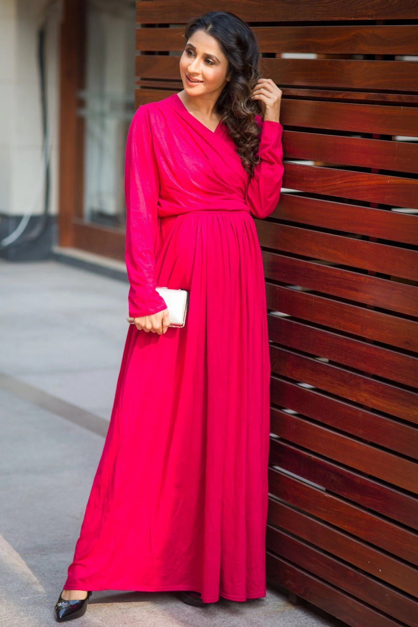 Royal Carnation Maternity & Nursing Lycra Wrap Dress - Chenance
