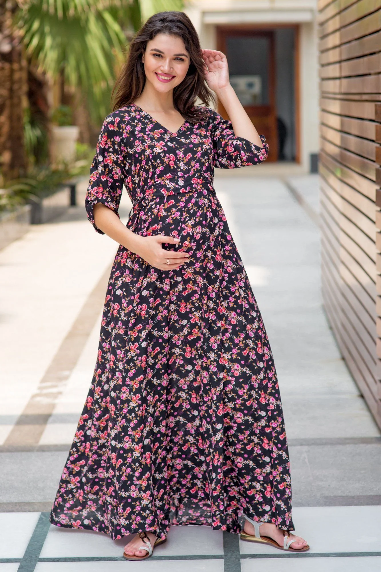 Floral Amour Maternity & Nursing Maxi Dress - Chenance