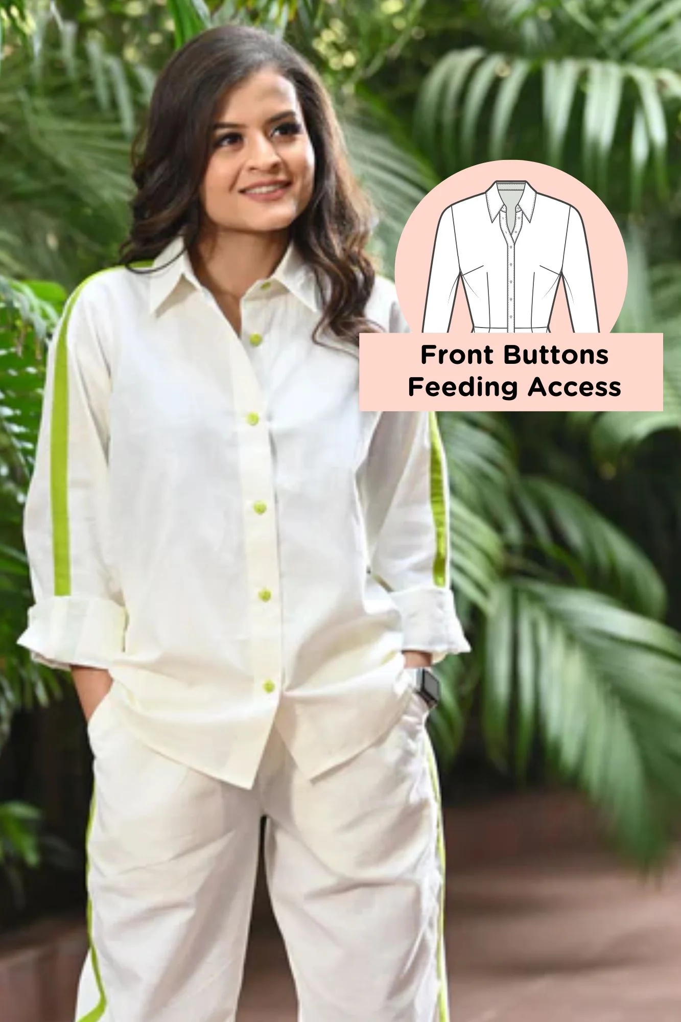 Classic Ivory Maternity & Nursing Coord Set (Cotton Linen) (2 pc) - Chenance