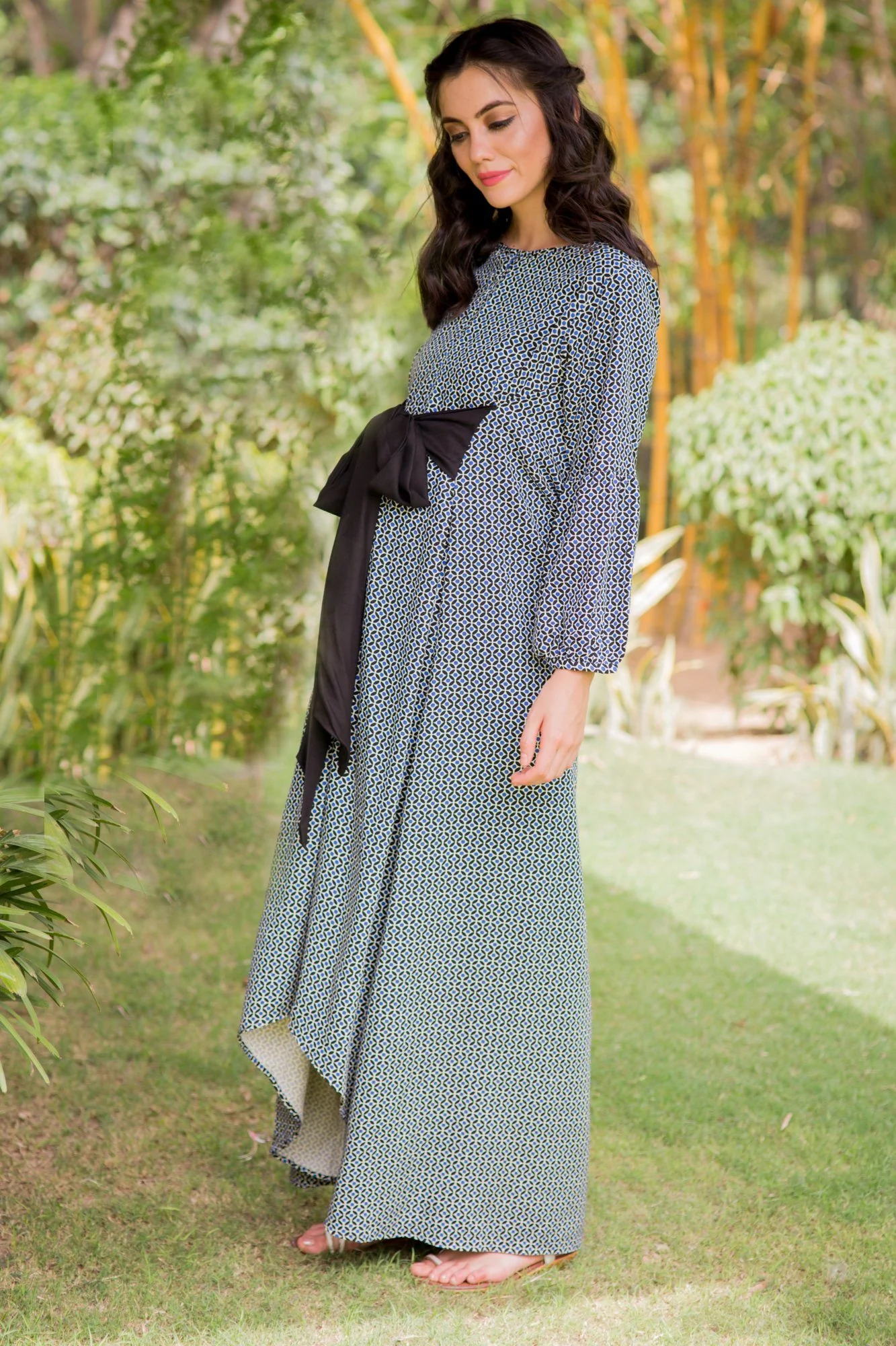 Classic Front Bow High-Low Maternity & Nursing Dress - Chenance