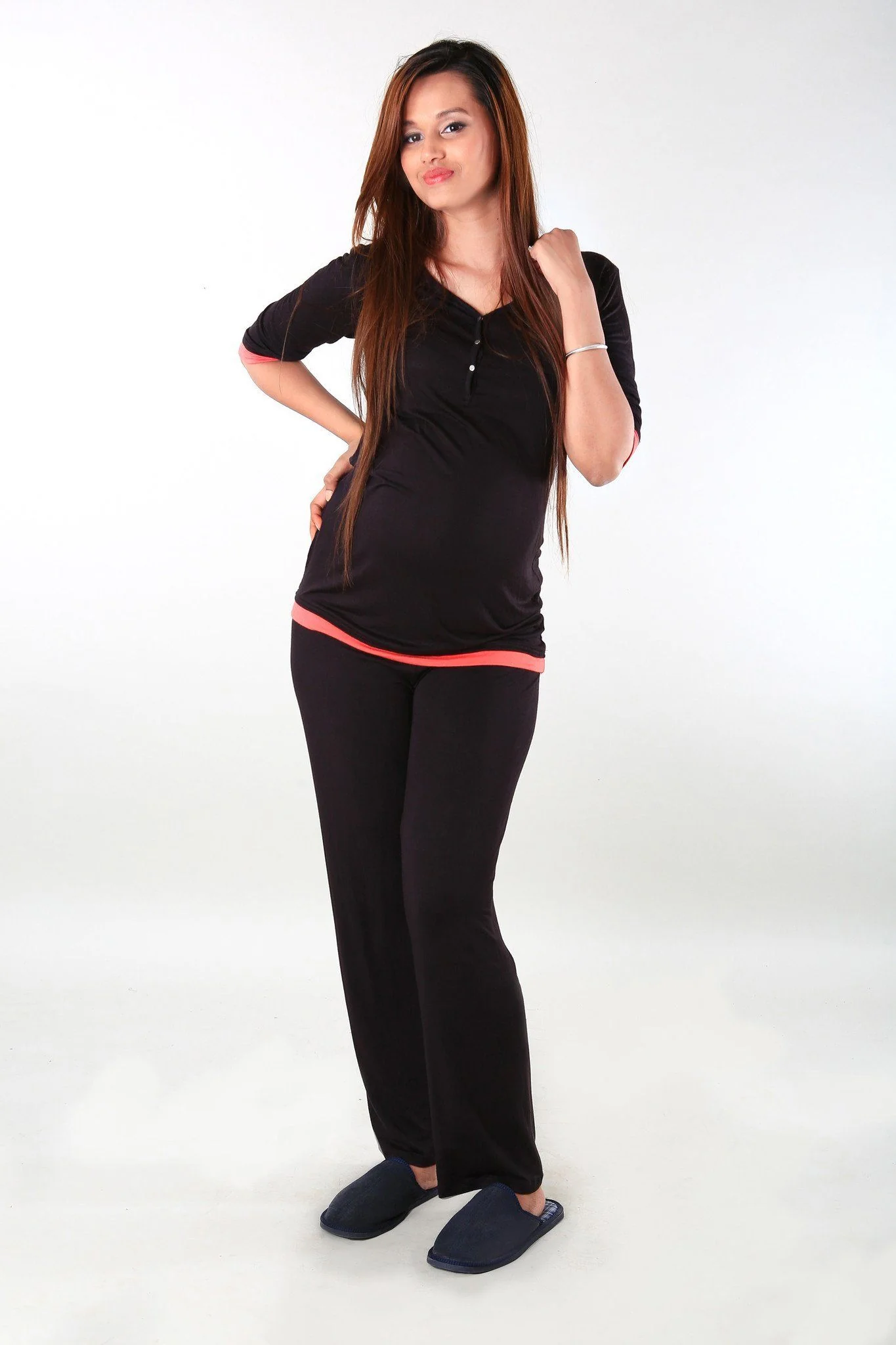 Black Lounge Maternity Pyjamas Set - Chenance