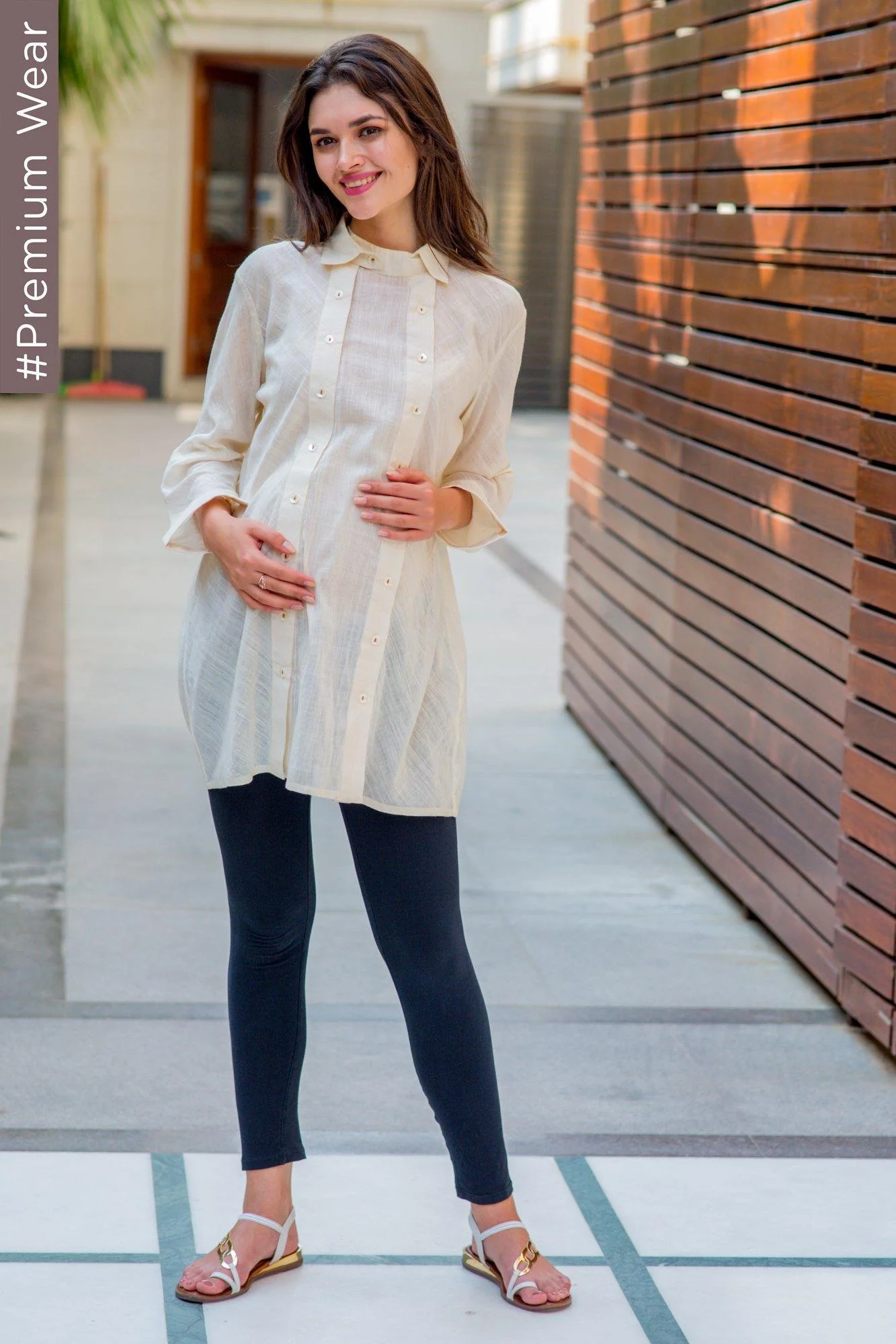 Premium Ivory Double Placket Nursing Shirt - Chenance