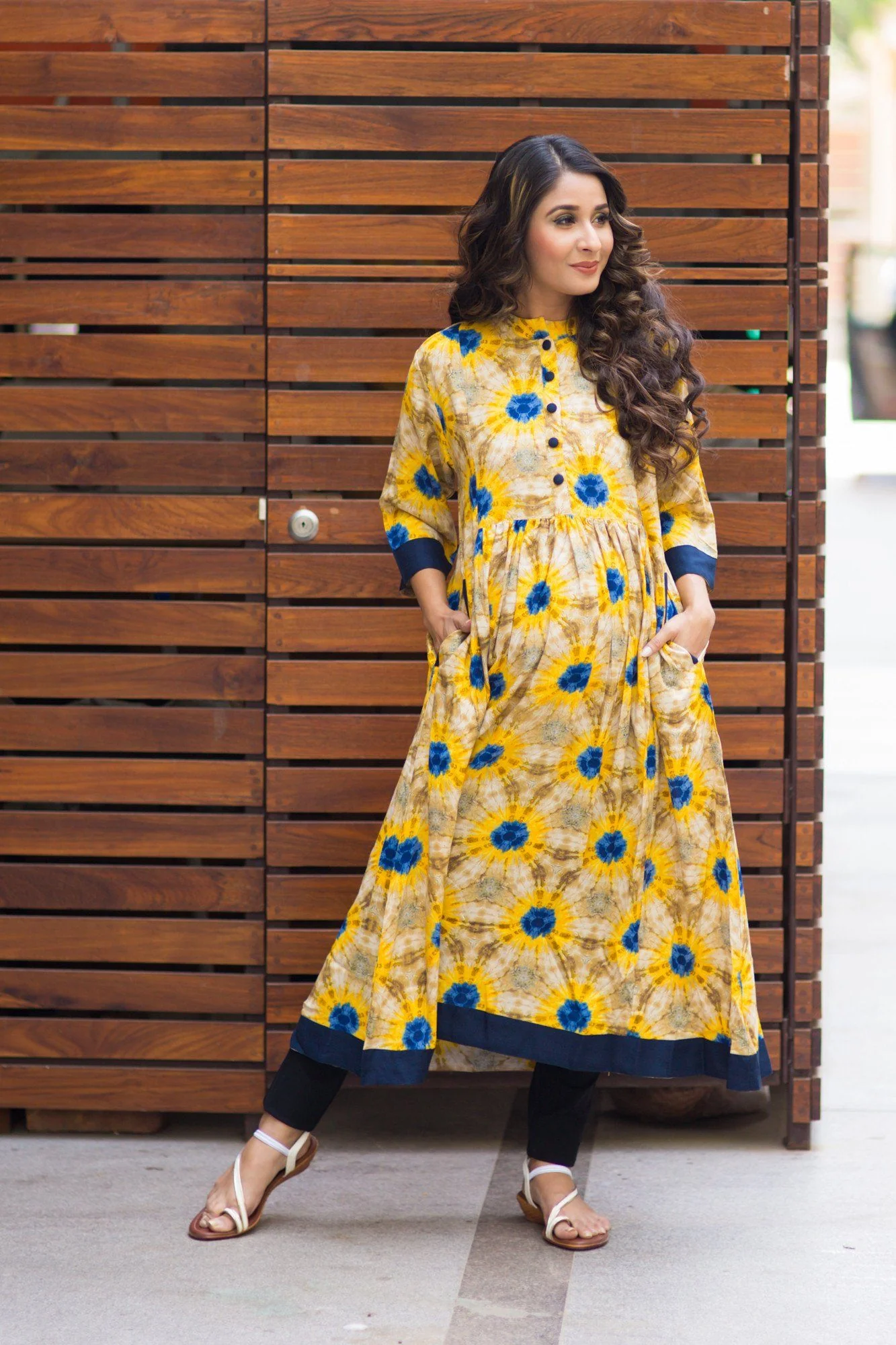 Daffodil Yellow Abstract Nursing Kurta - Chenance