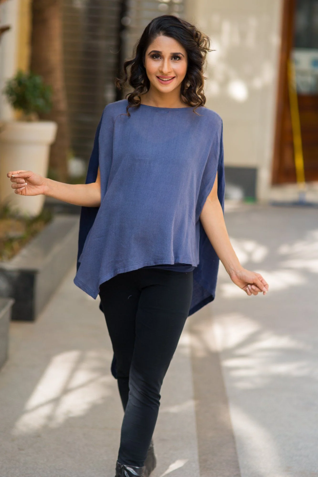 Versatile Free Size Wool Blend Maternity Poncho - Chenance