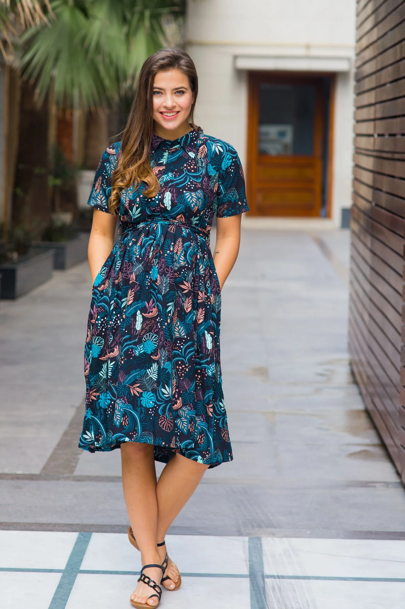 Leafy Paradise Maternity & Nursing Dress - Chenance