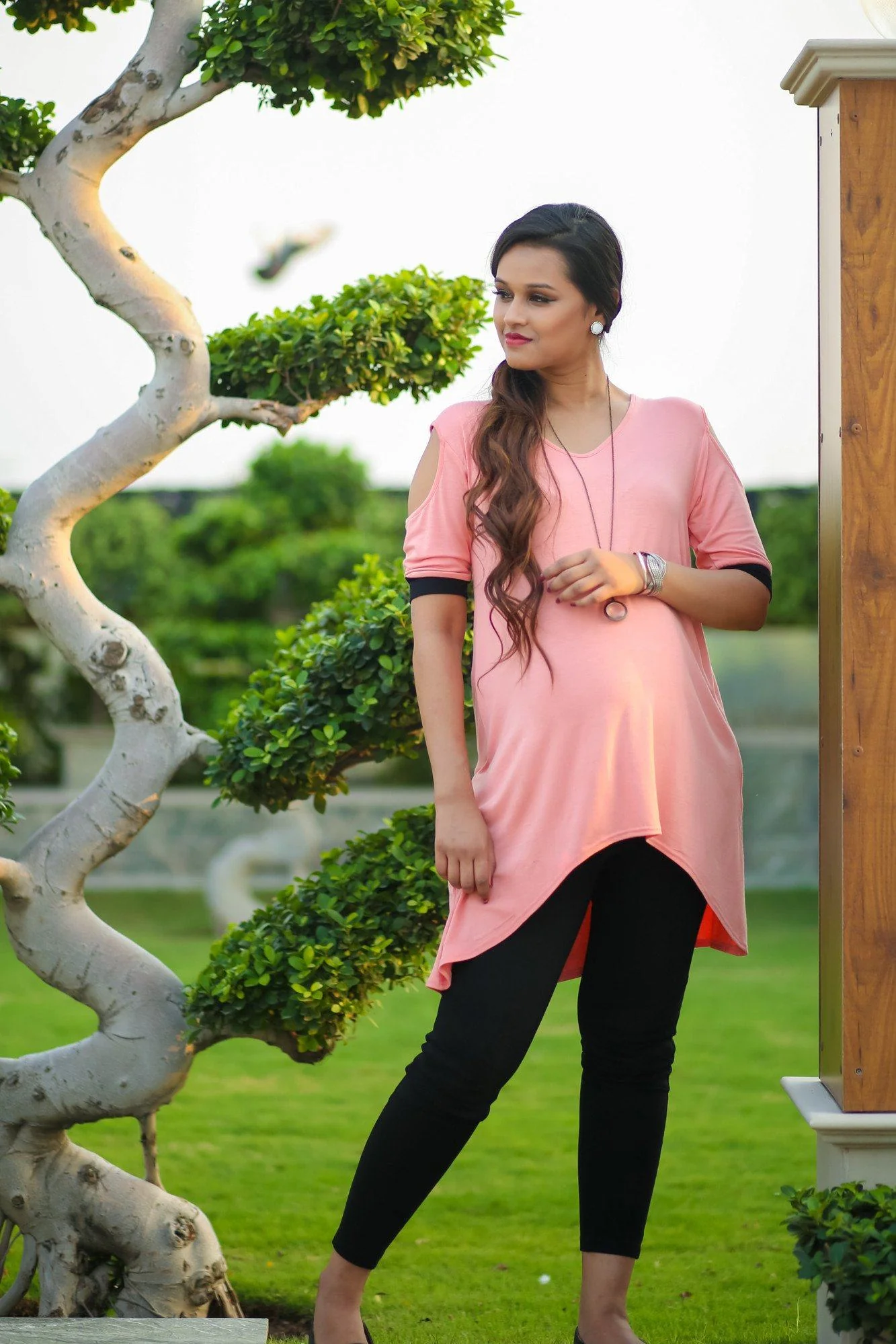 CUSTOM - Single Front Zip Soft Peach Maternity Top (No cold shoulder) - Chenance