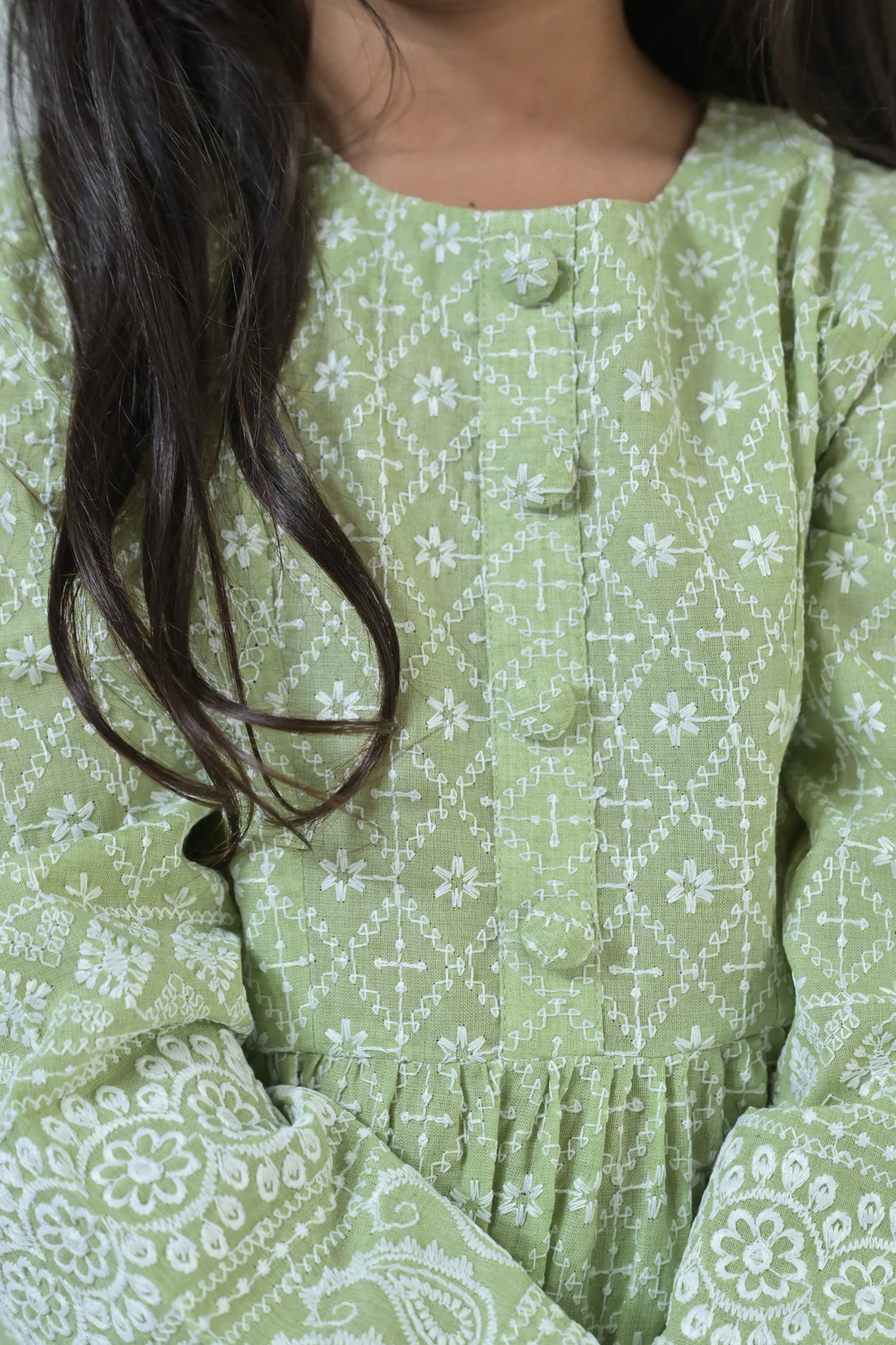 Winsome Olive Green Kurta Set (2pc) (0-12 Yrs) - Chenance