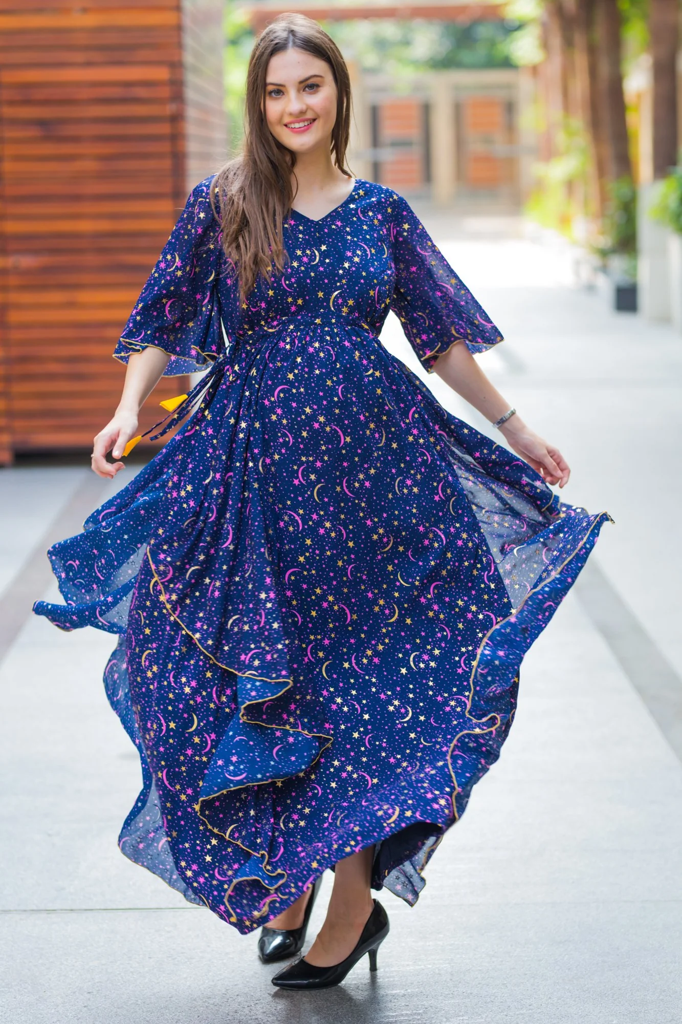 Luxe Milky Way Shimmer Maternity Flow Dress - Chenance