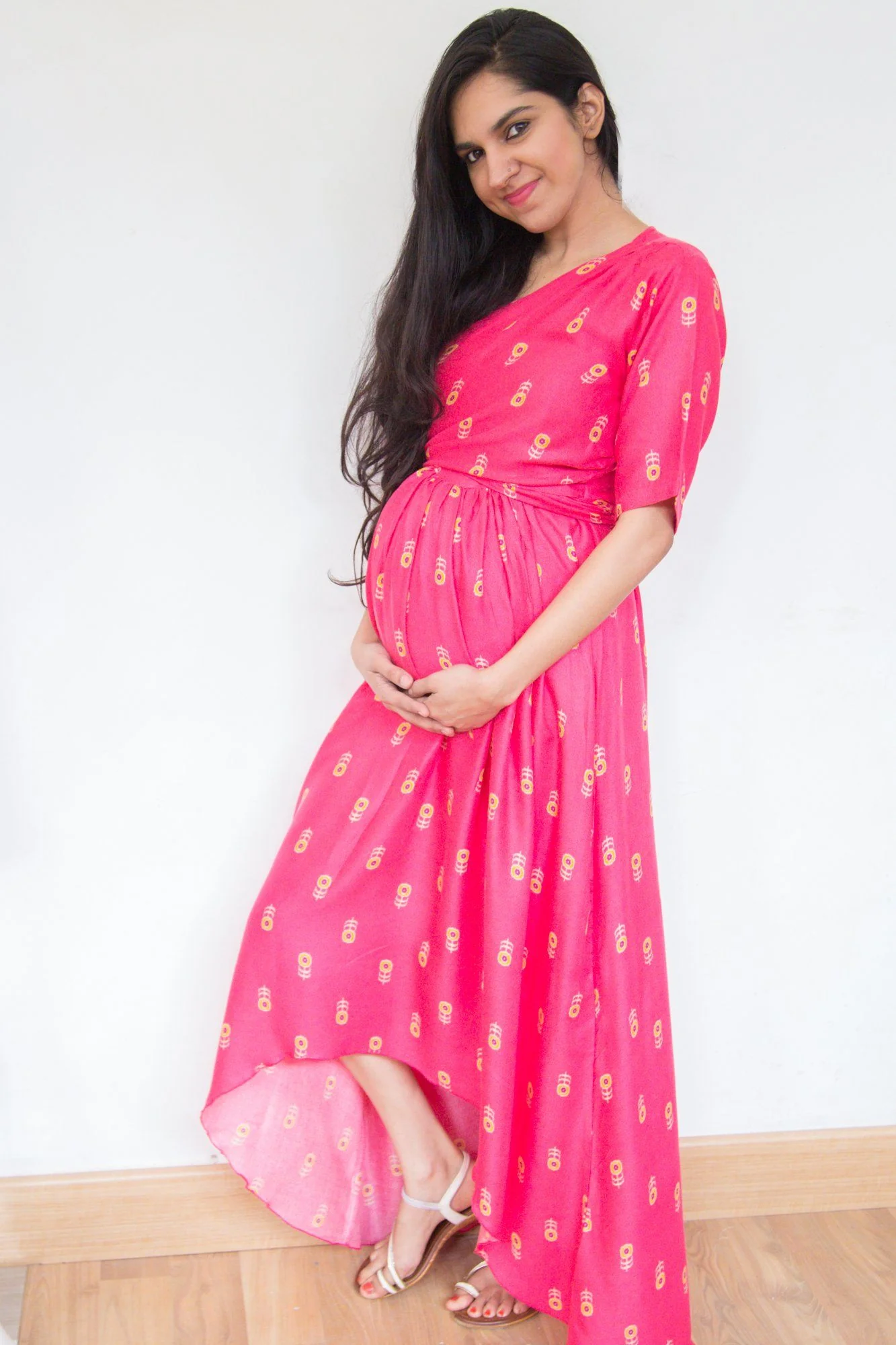 Bubblegum Tulip Hi-Low Dress Maternity & Nursing Dress - Chenance