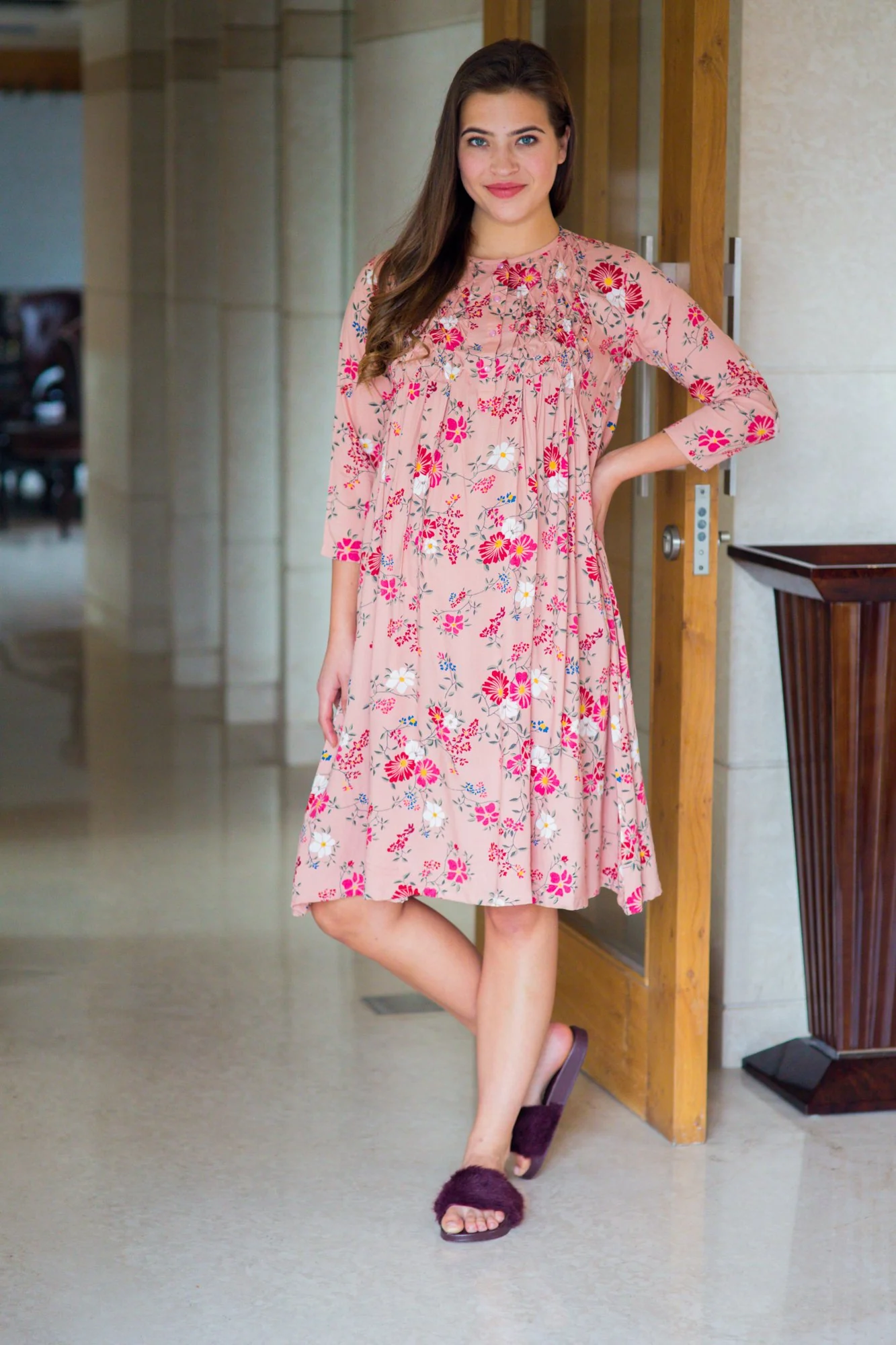 Peony Pink Maternity & Nursing Dress - Chenance