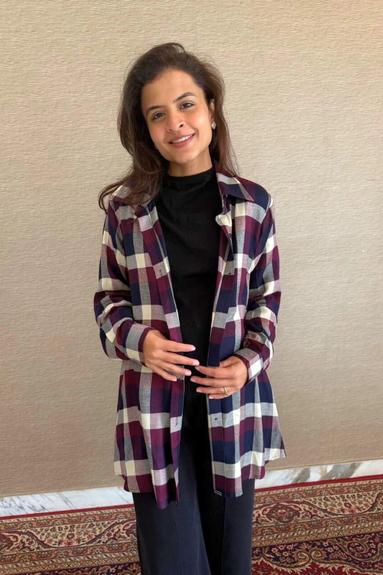 Blue Berry Check Maternity & Nursing Top - Chenance