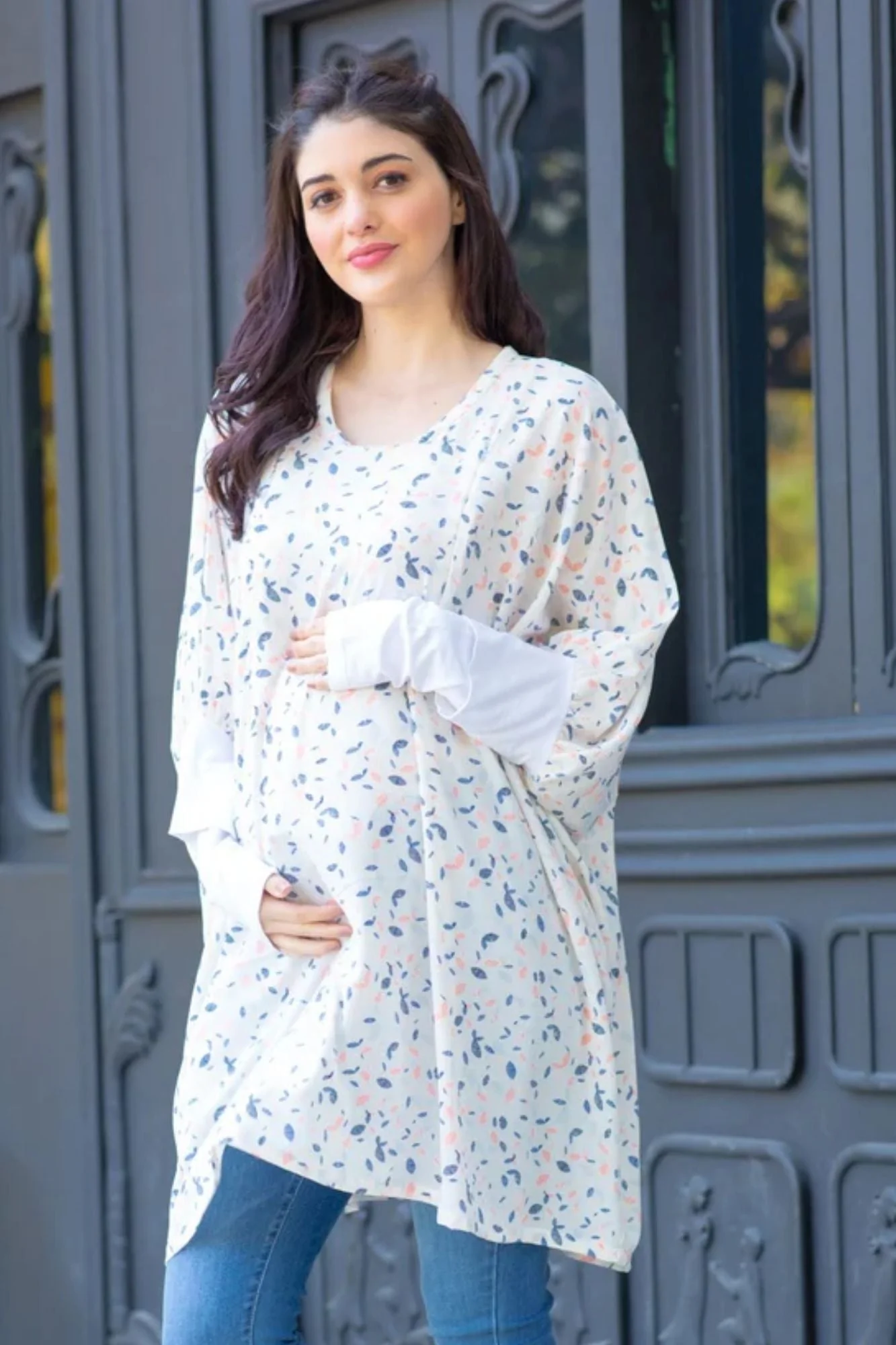 Umbrella Crepe Maternity Kaftan Top - Chenance