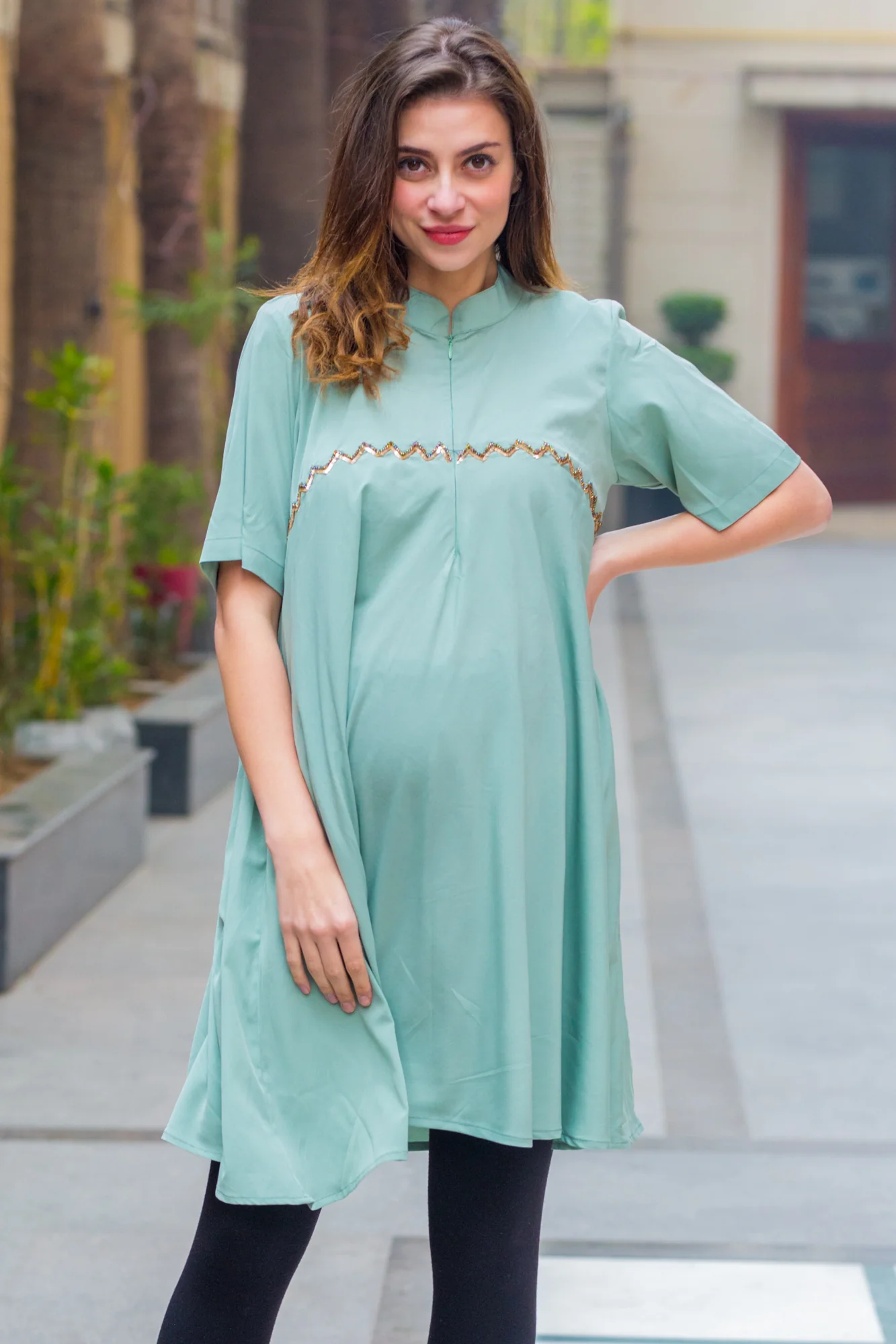 High Low Embroidered Maternity & Nursing Top - Chenance